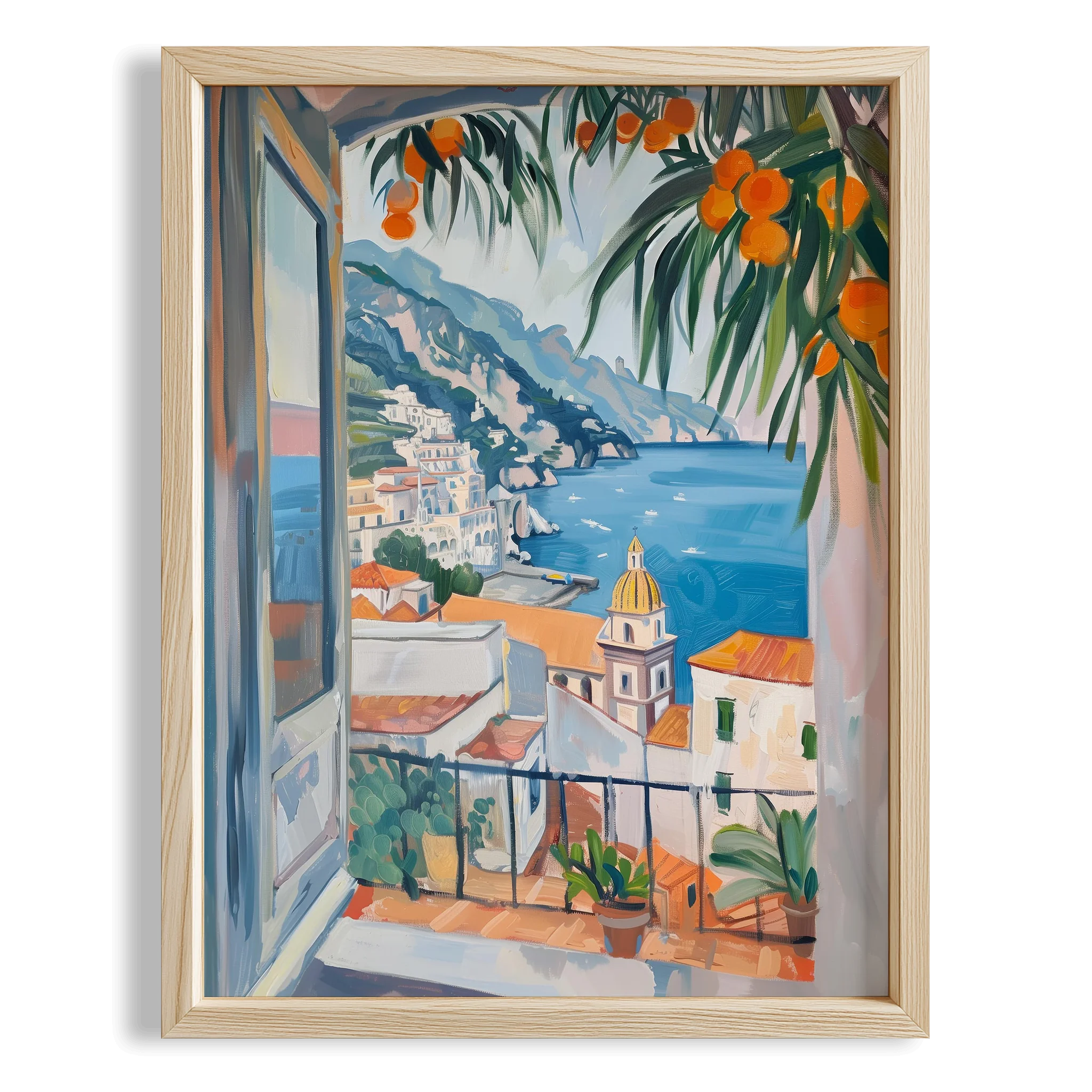 Amalfi Manzarası ve Portakal Ağacı İtalya Koleksiyonu Mutfak Duvar Tablosu