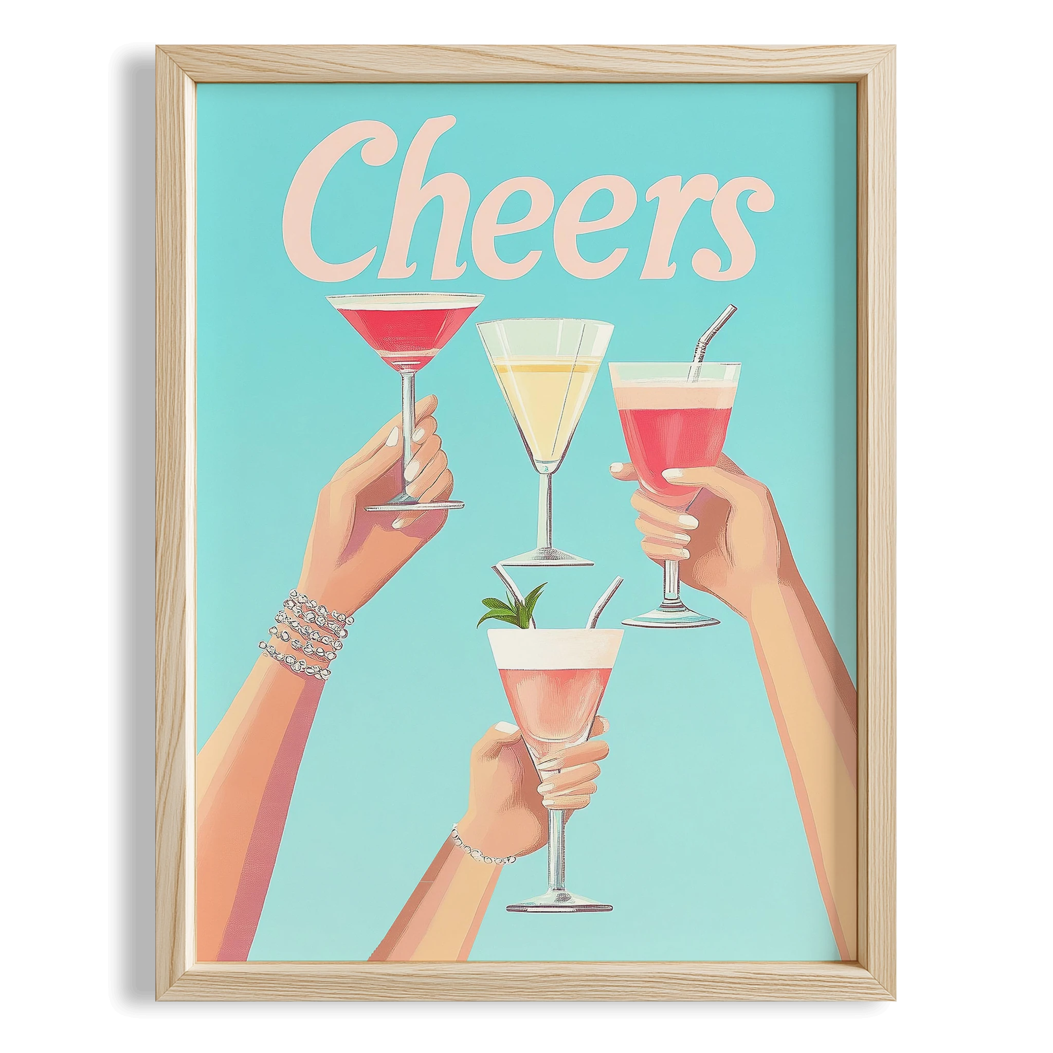Cheers Tipografi Retro Maximalist Mutfak Duvar Tablosu