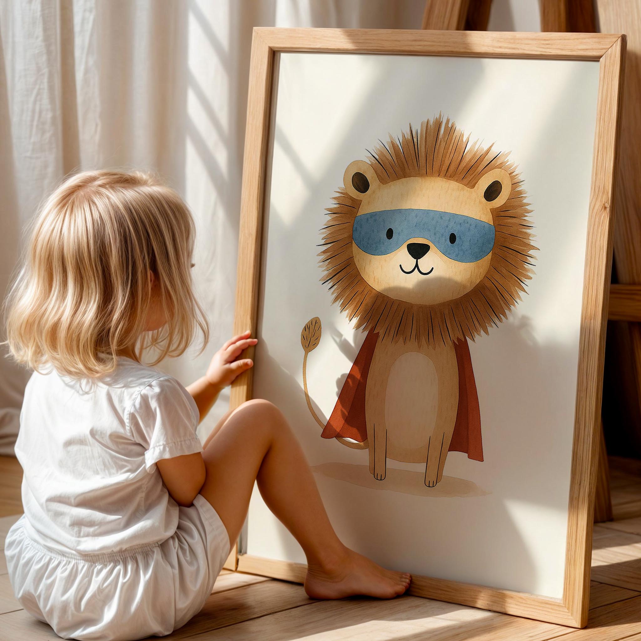 Şirin Kahraman Aslan Hayvan Temalı Çocuk Odası Ahşap Tablo