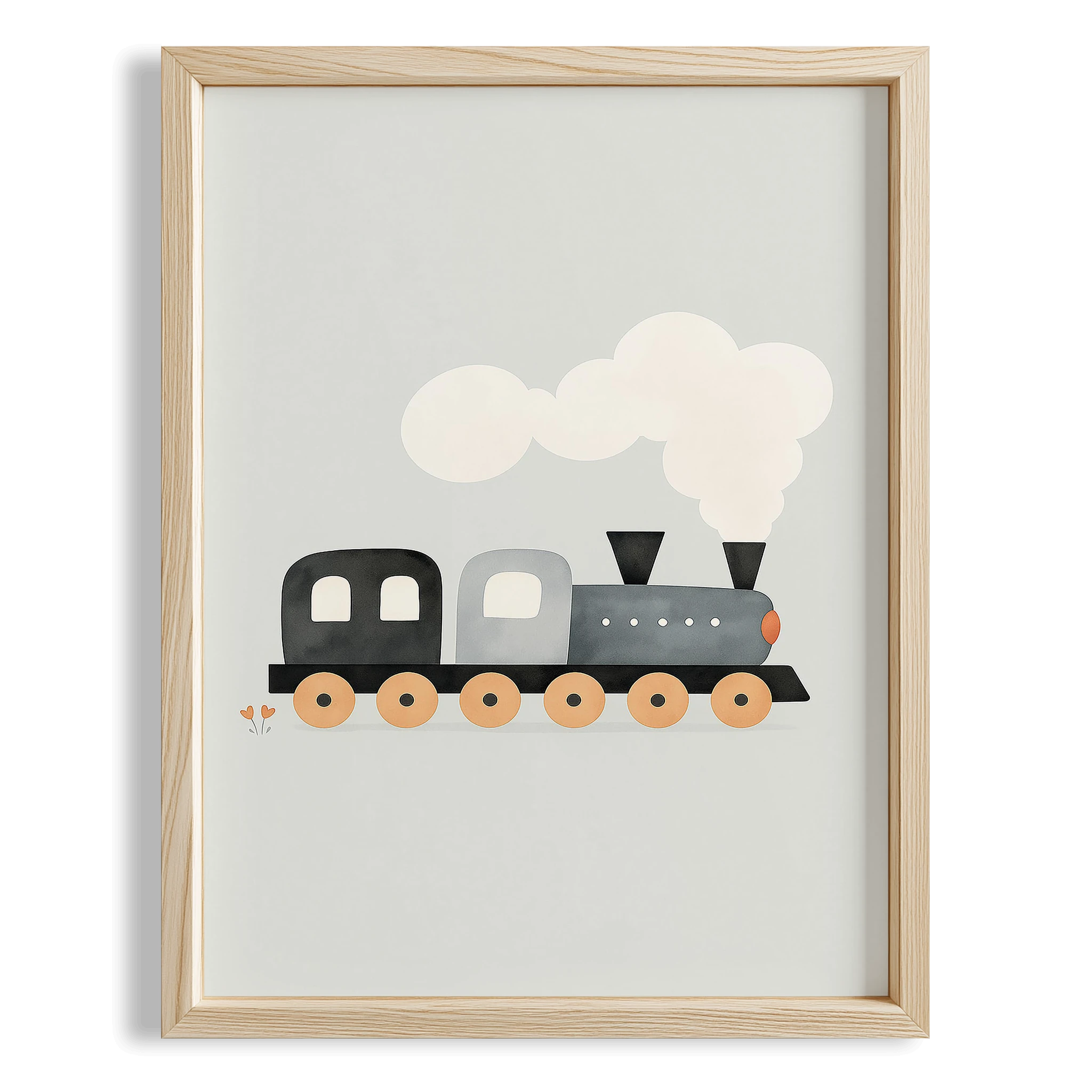 Minimalist Buharlı Lokomotif Erkek Çocuk Odası Ahşap Tablo