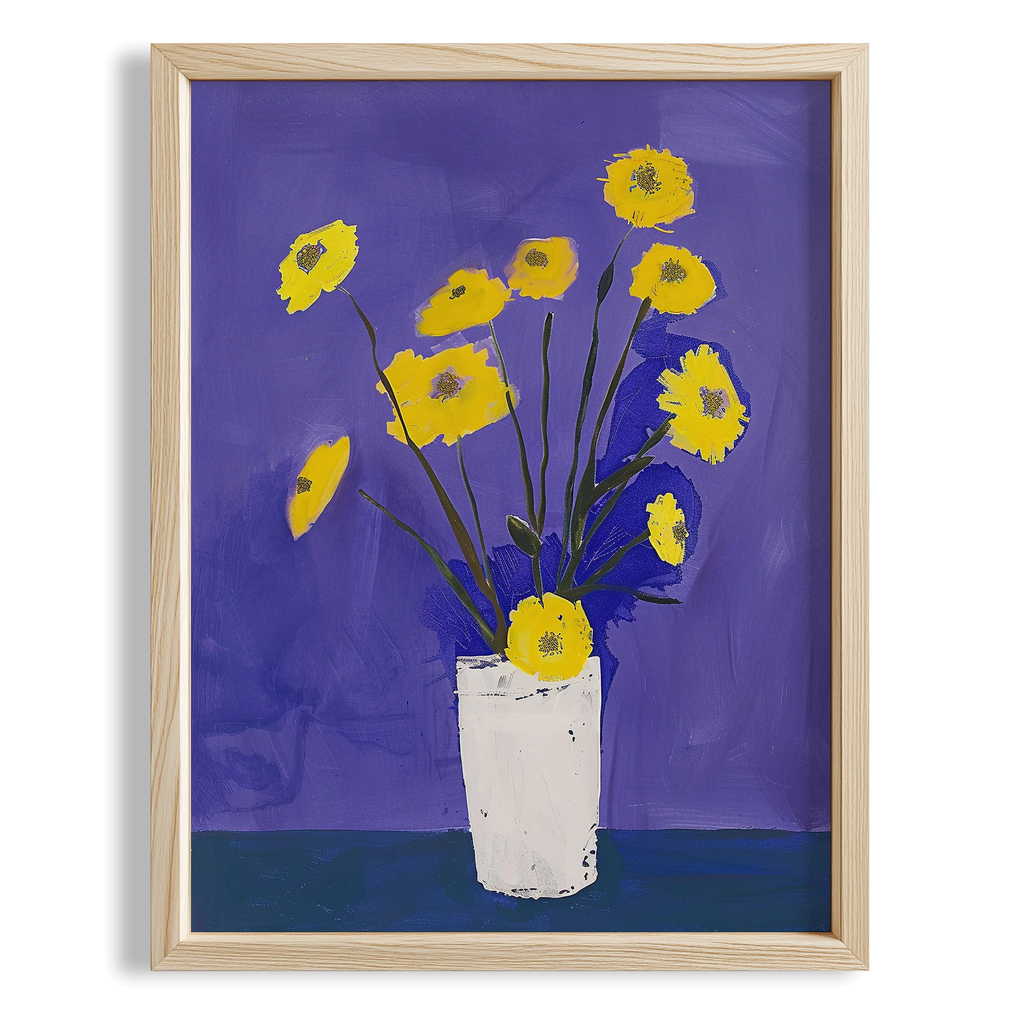 Vazoda Sarı Çiçekler Minimal - Duvar Tablosu