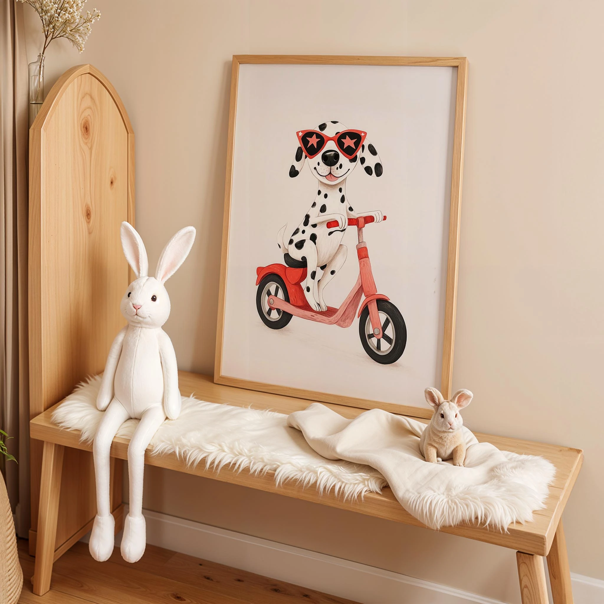 Scooter'lu Köpek - Beyaz Fon