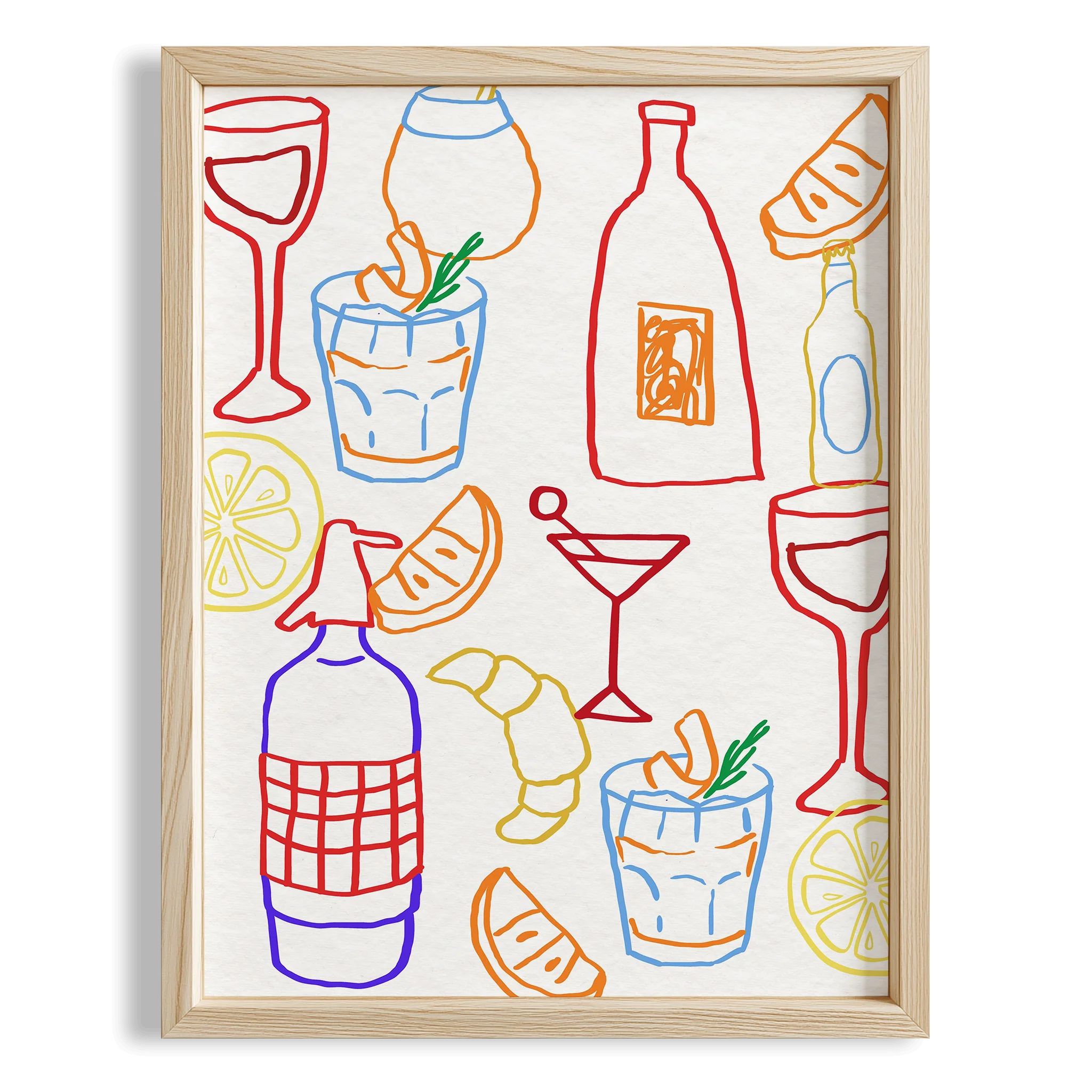 Minimal Çizim İçkiler & Kokteyller Mutfak Duvar Tablosu