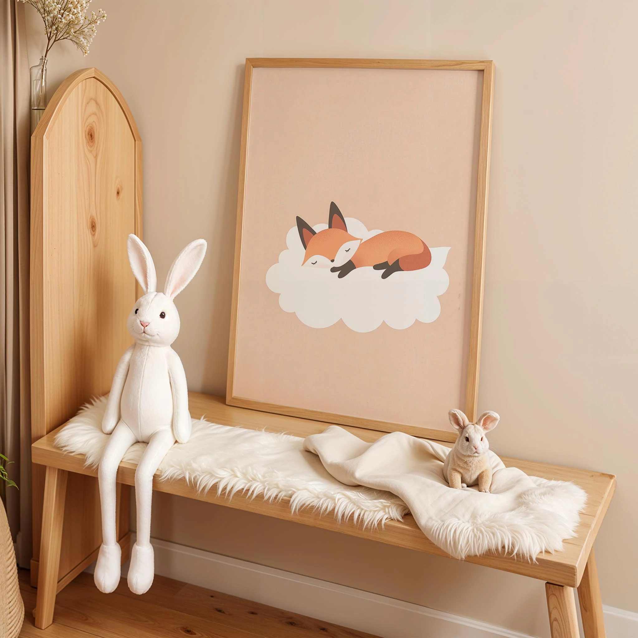 Bulut Üstünde Uyuyan Tilki - Somon Fon