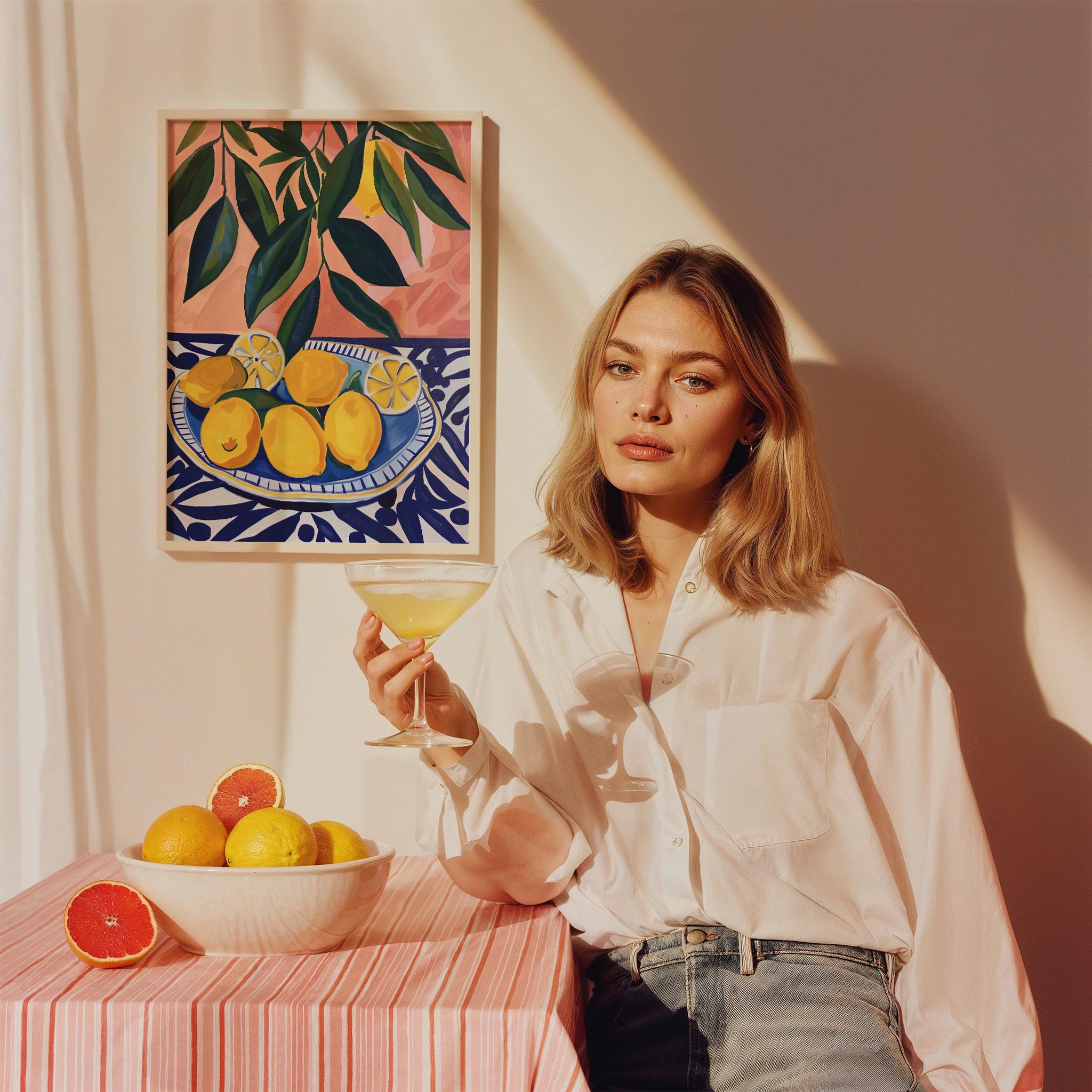 Limon Tabağı Natürmort Akdeniz İtalya Koleksiyonu Mutfak Duvar Tablosu