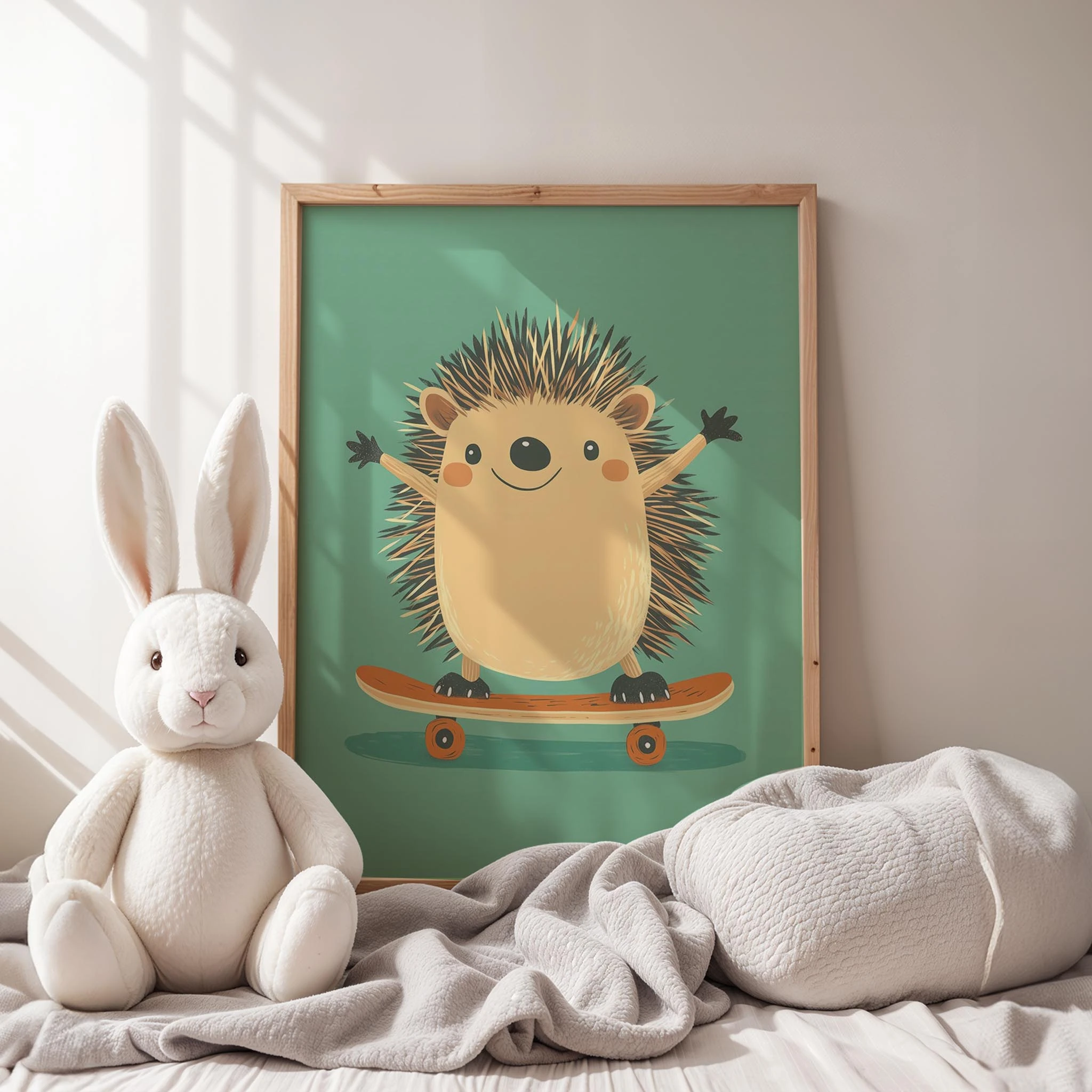 Kaykaycı Kirpi - Mavi Fon