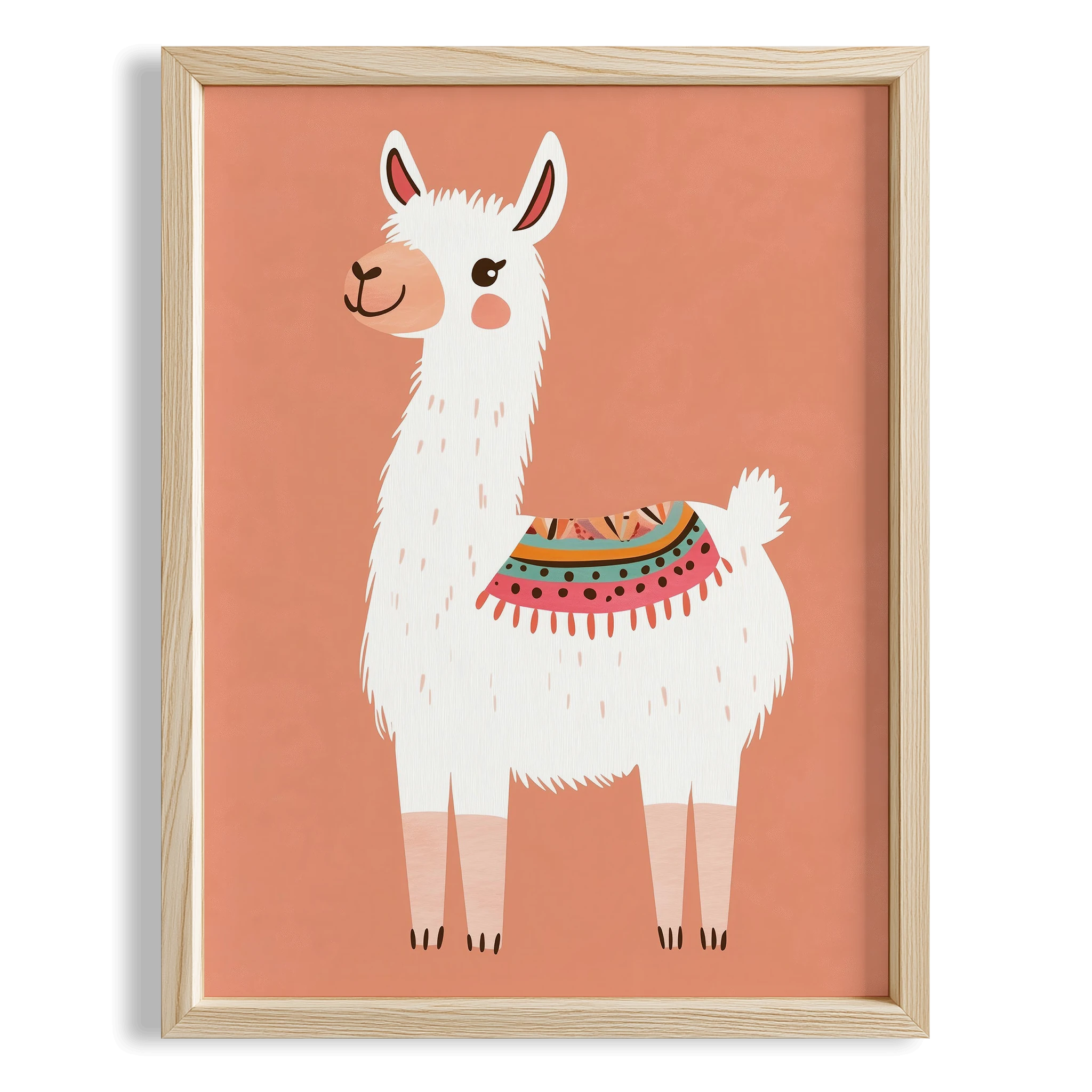 Sevimli Lama - Pastel Somon Fon