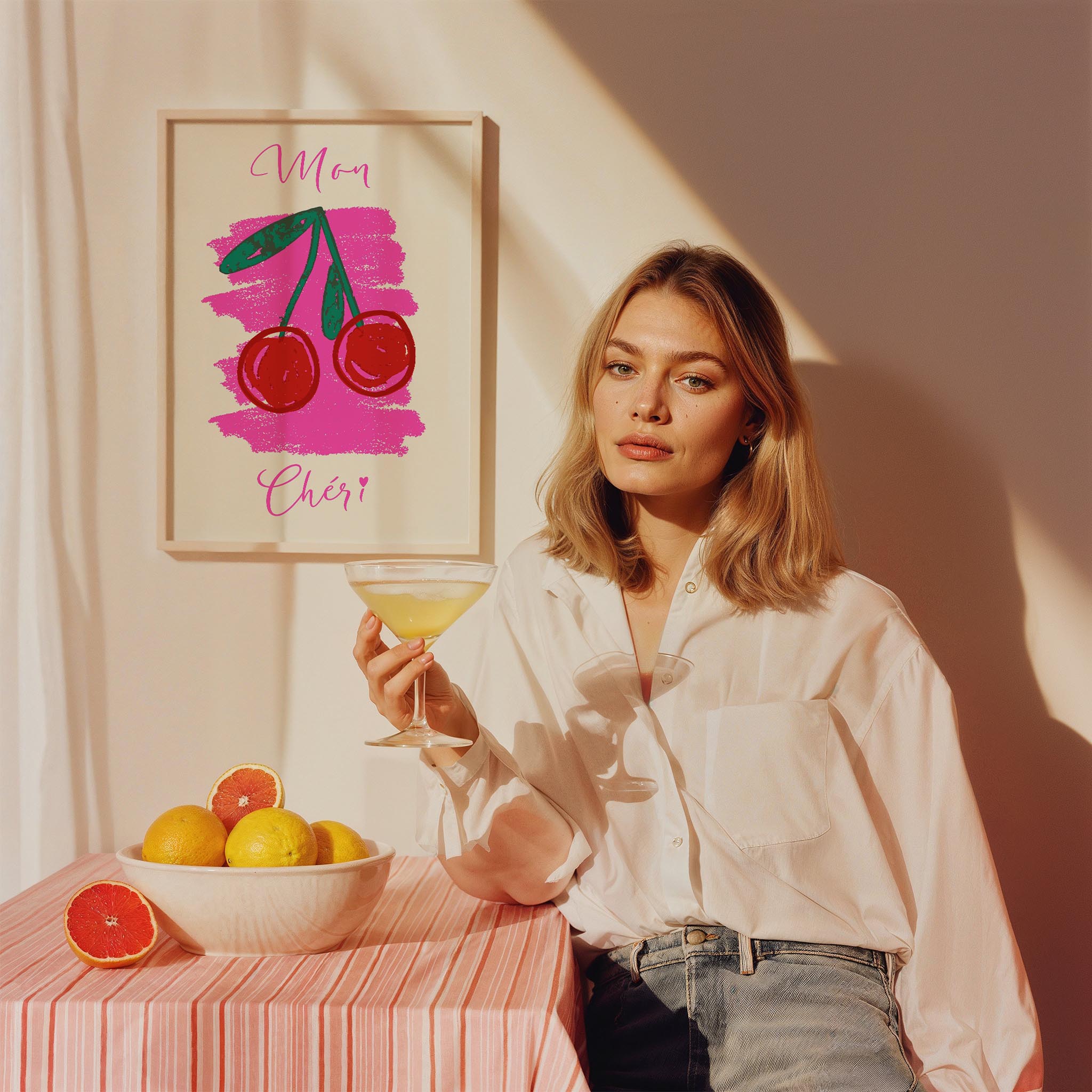 Mon Cheri Minimal İllüstrasyon Mutfak Duvar Tablosu