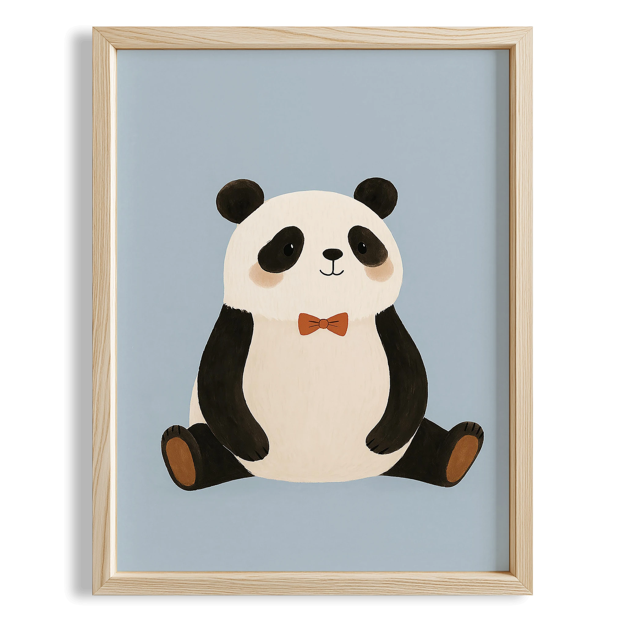 Sevimli Panda Mavi Fonlu Çocuk Odası Ahşap Tablo