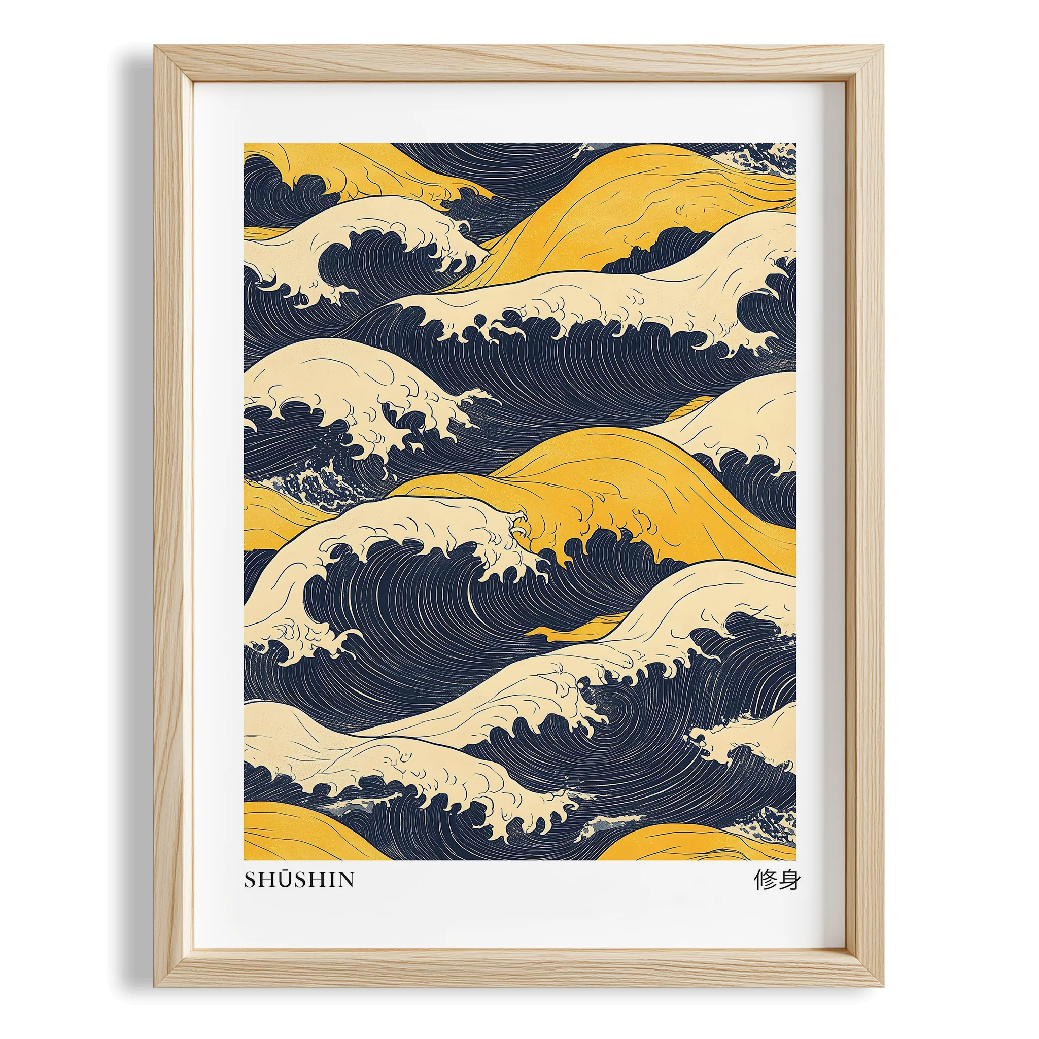 Japandi Sarı Mavi Dalgalar - Erdem