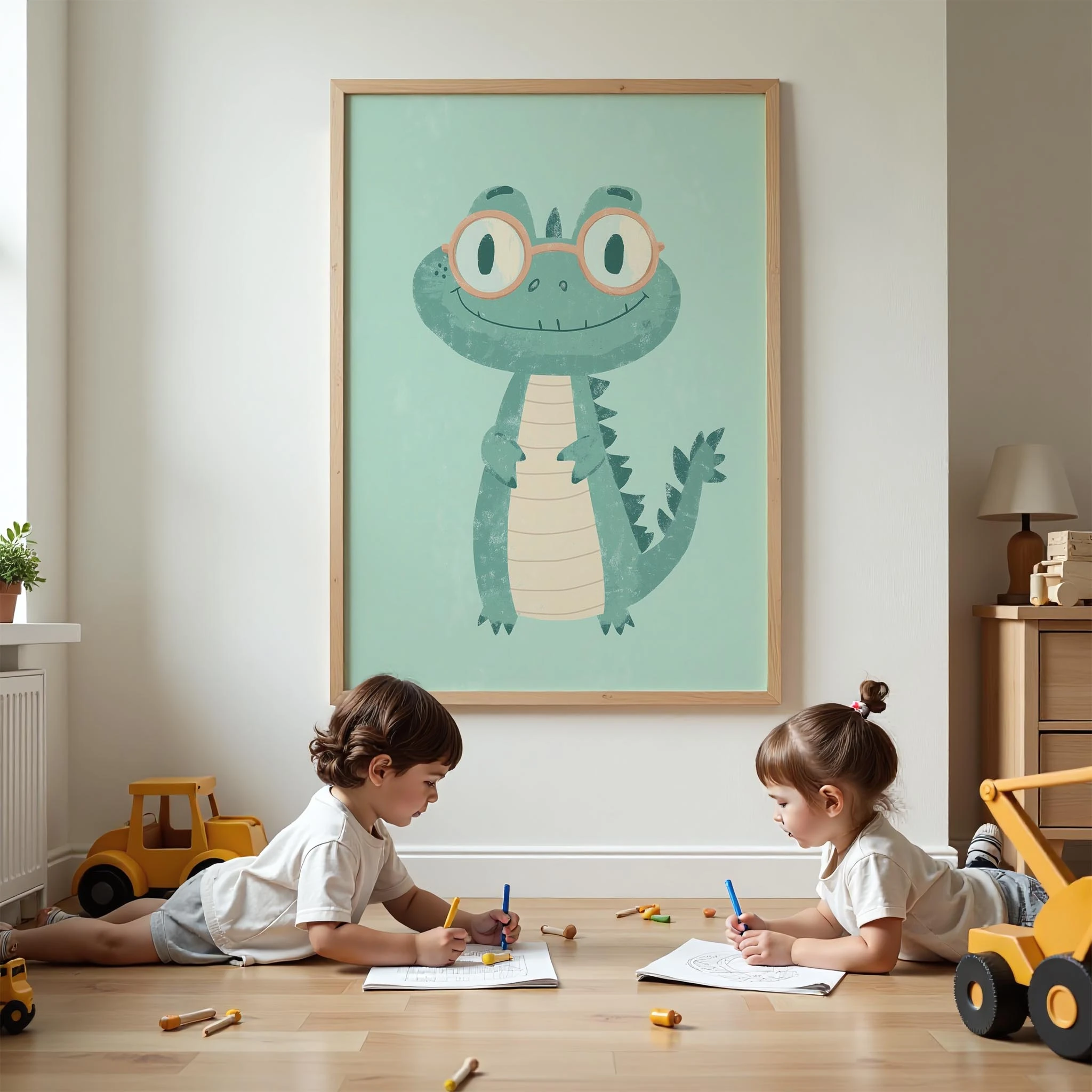 Sevimli Timsah - Mavi Fon