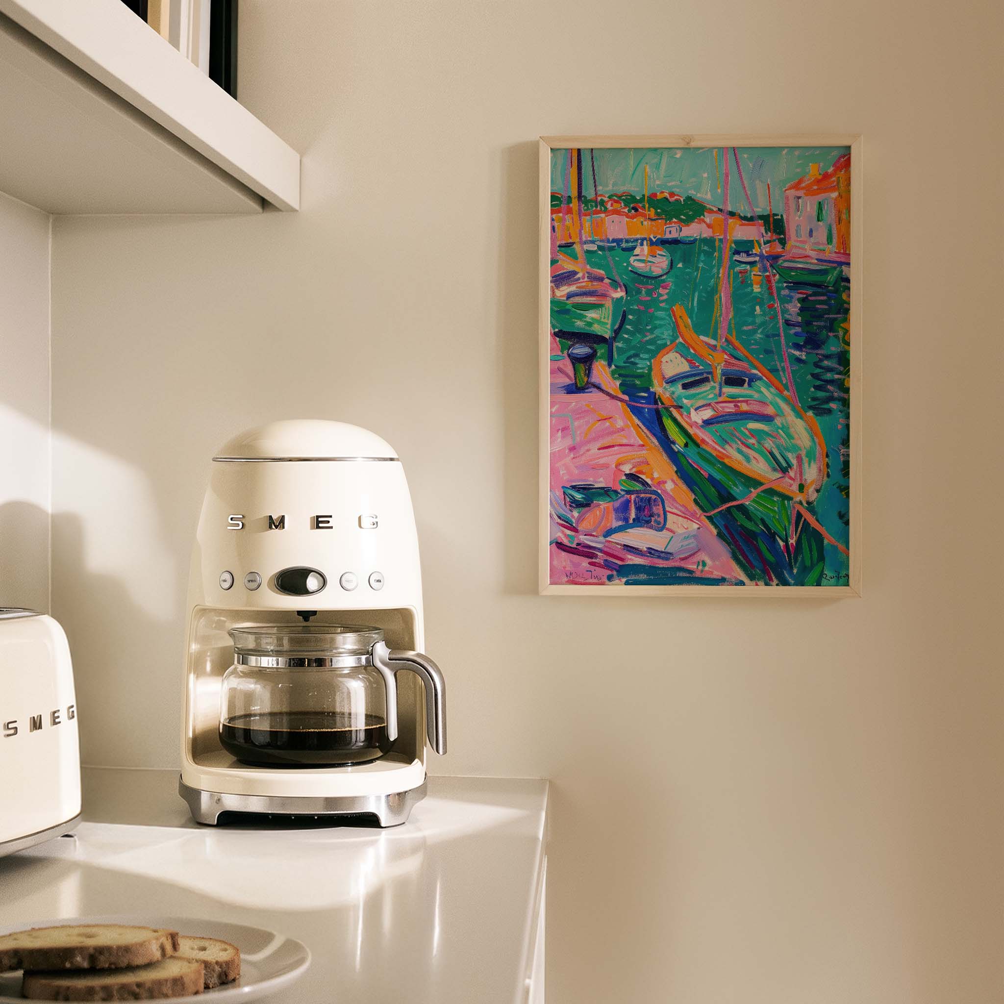 Renkli Liman Manzarası Maximalist - Duvar Tablosu