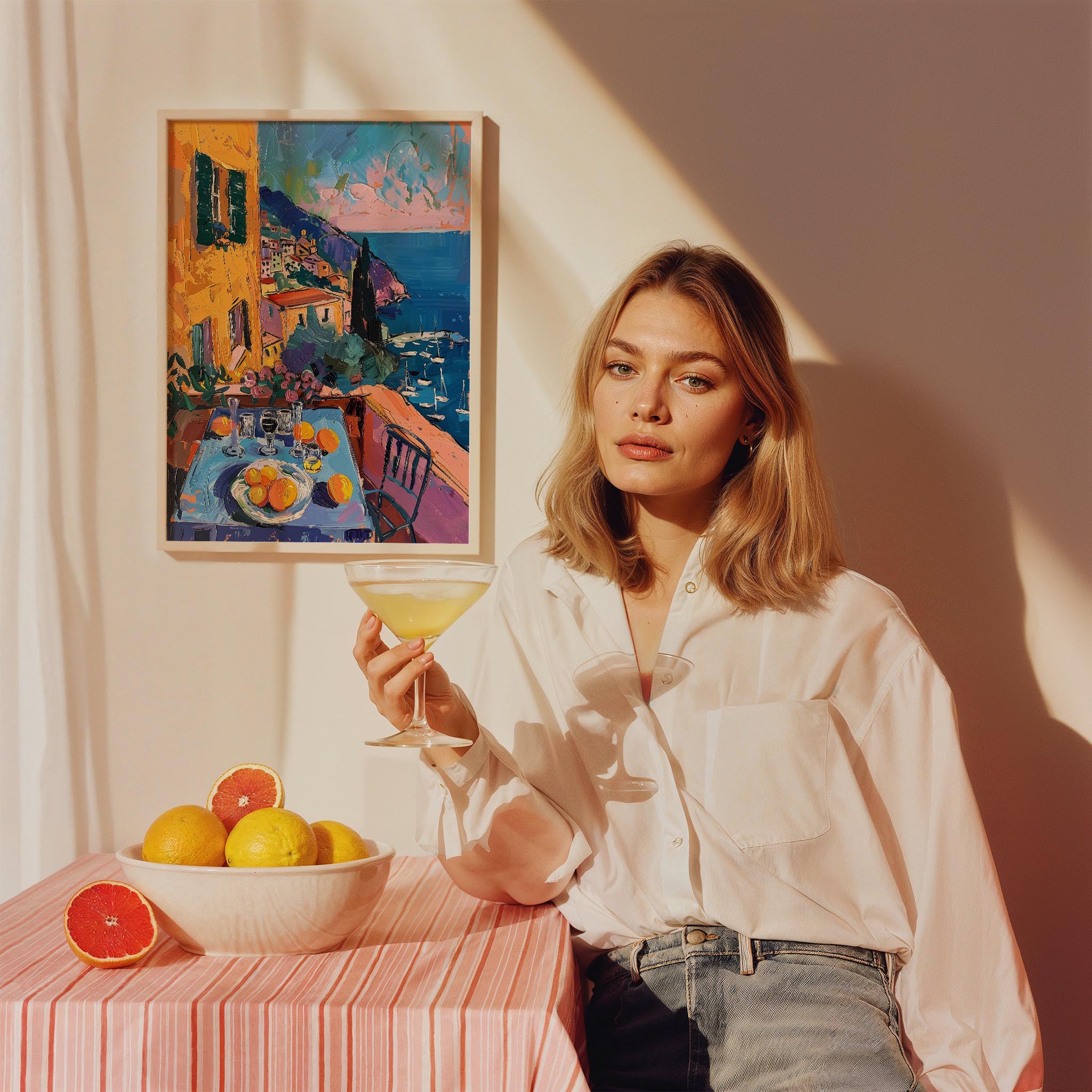 Amalfi Teras Sofrası Akdeniz İtalya Koleksiyonu Mutfak Duvar Tablosu