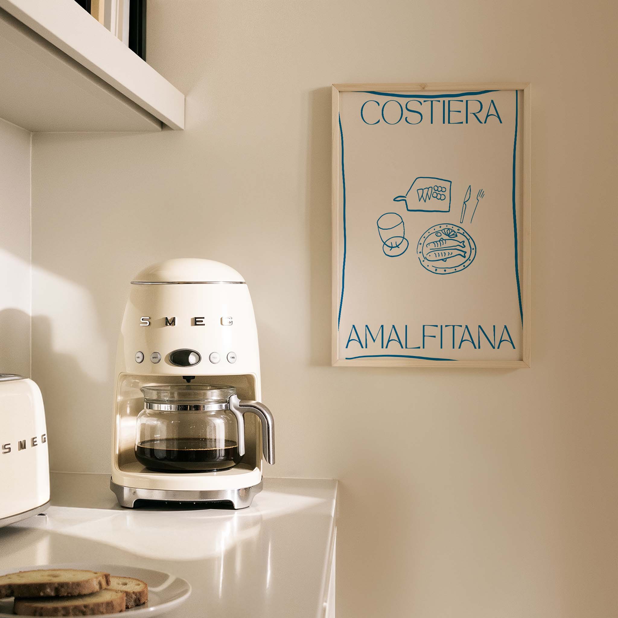 Costiera Amalfitana Sofra İtalyanca Tipografi Mutfak Duvar Tablosu II