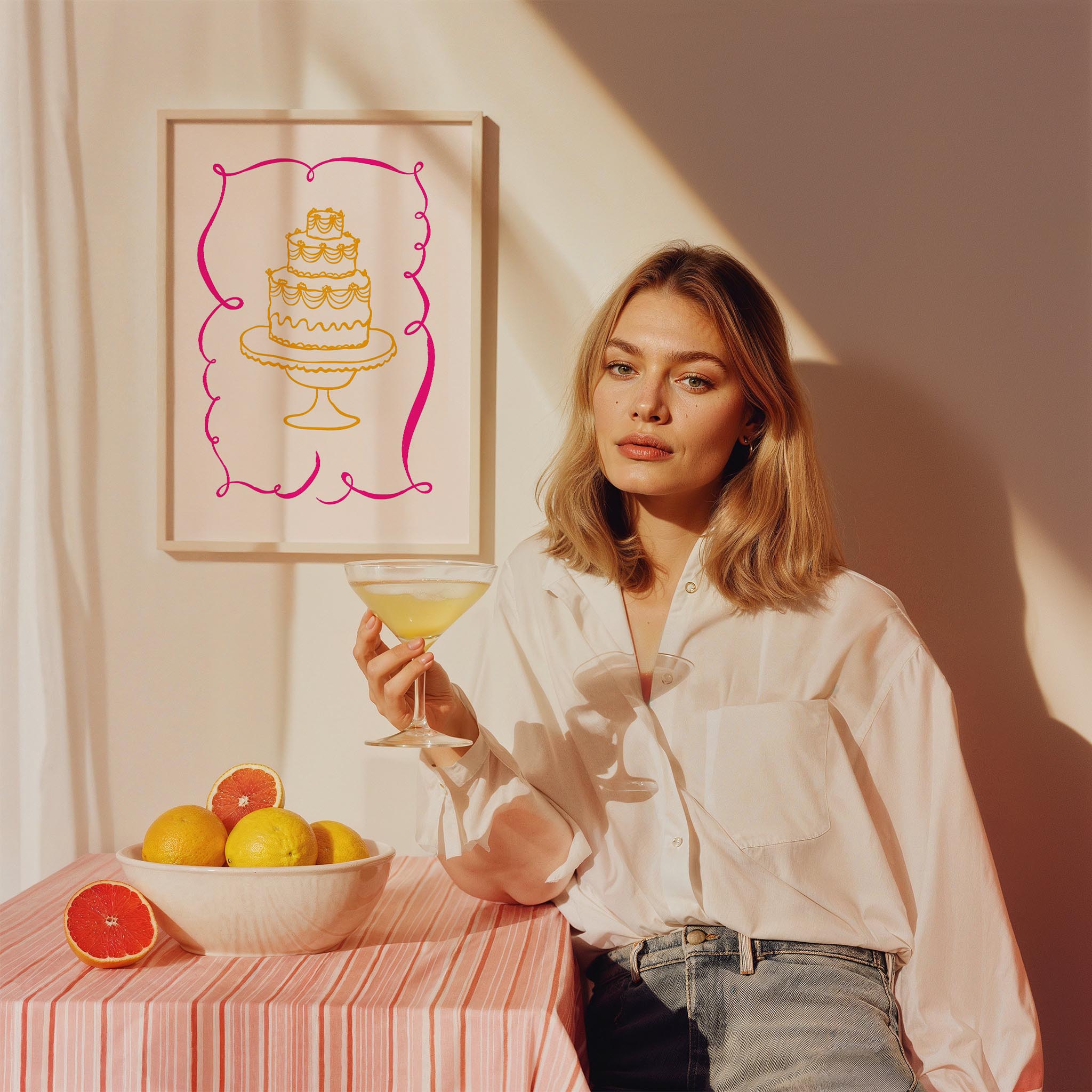 Pasta ve Kek İllüstrasyon Mutfak Duvar Tablosu