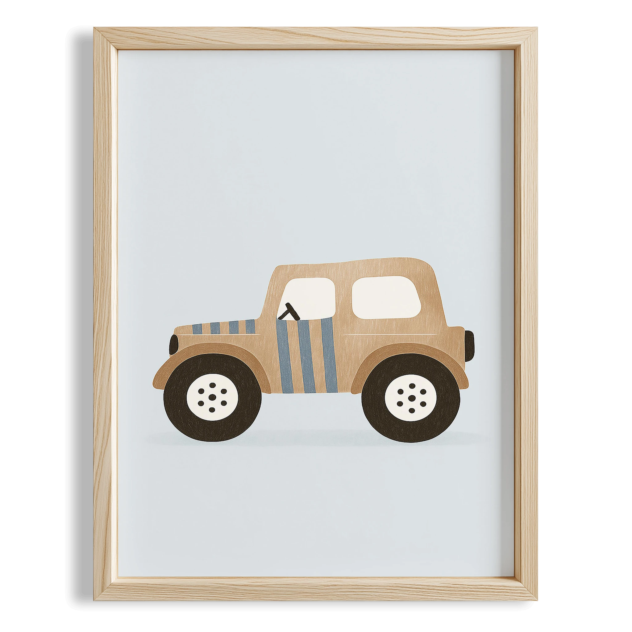 Jeep Kahverengi Araba Temalı Erkek Çocuk Odası Ahşap Tablo