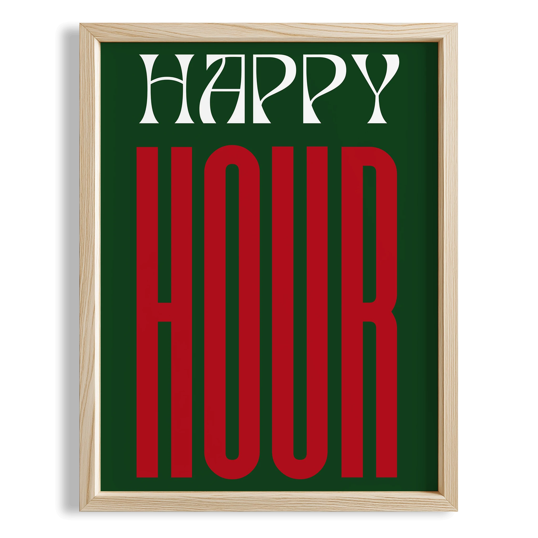 Happy Hour Yeşil Tipografi Mutfak Duvar Tablosu