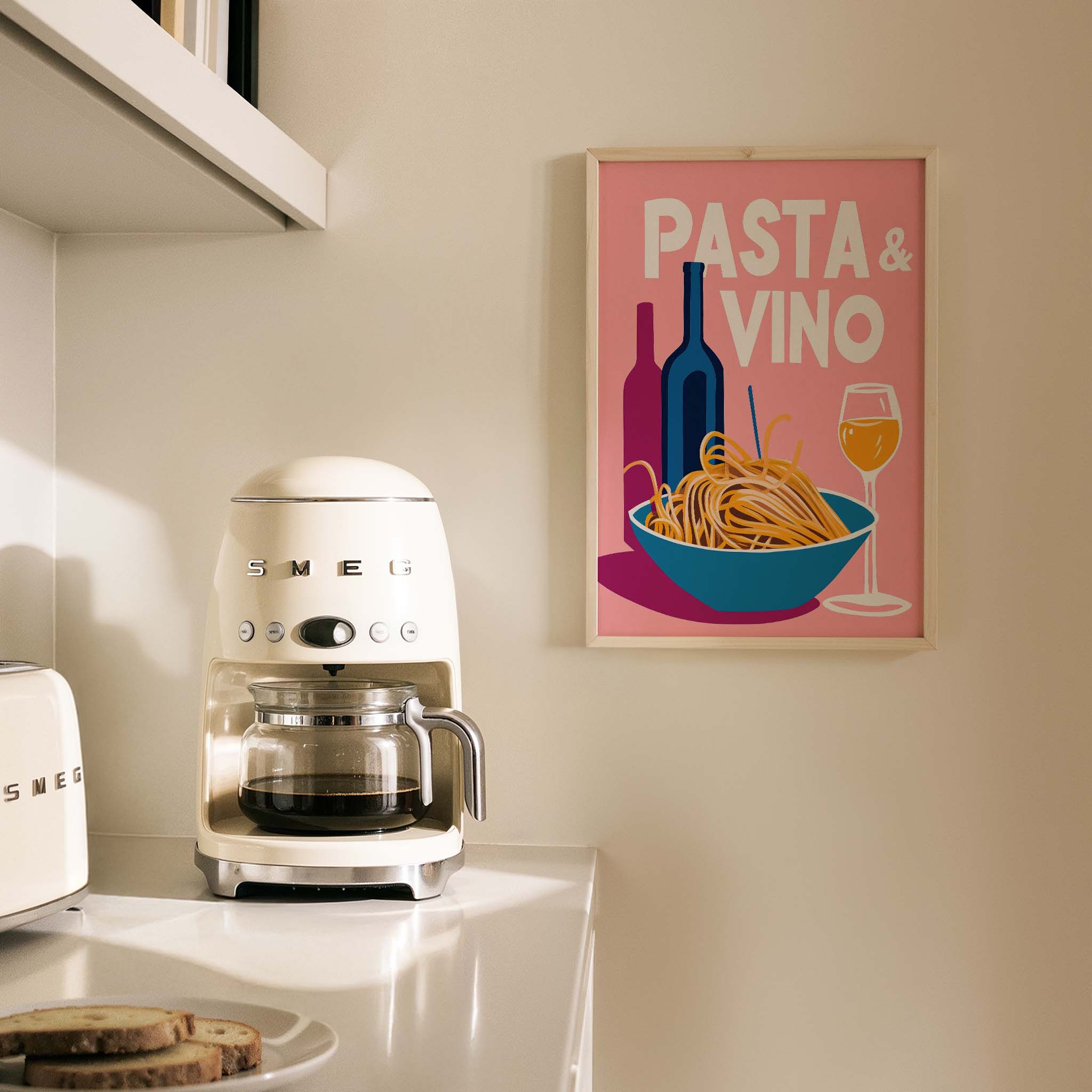 Pasta & Vino İtalyanca Tipografi Mutfak Duvar Tablosu II