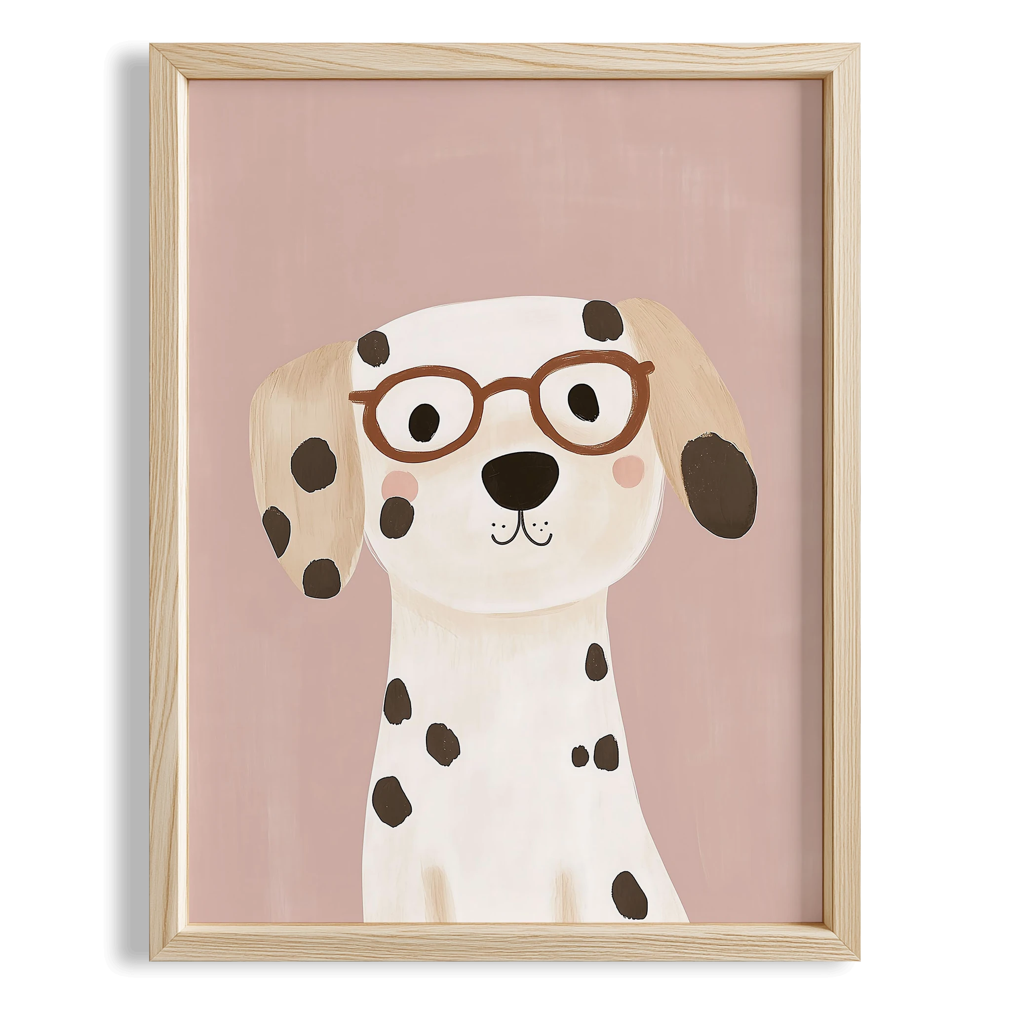 Bohem Gözlüklü Köpek Kız Çocuk Odası Ahşap Tablo