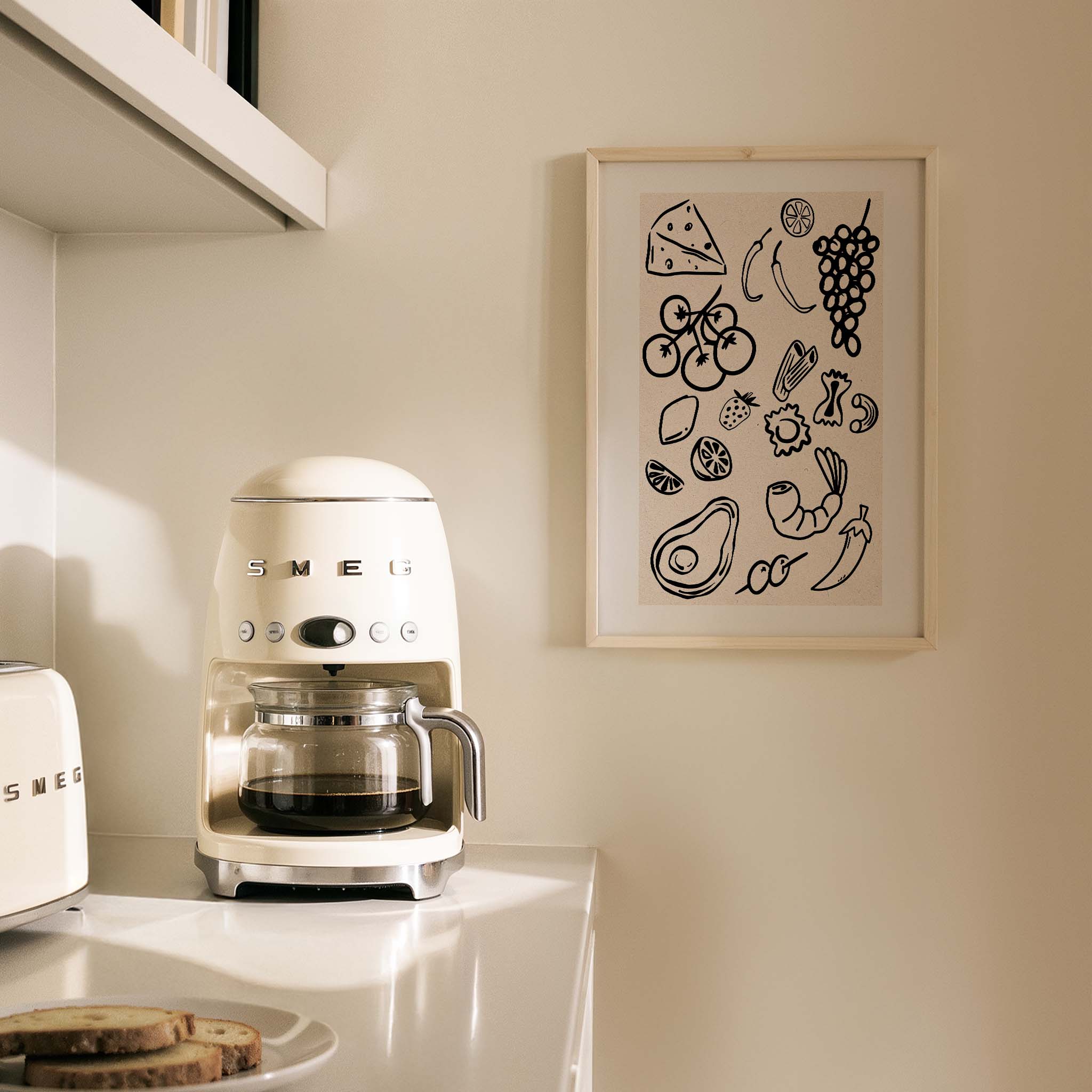 Akdeniz Sofrası İllüstrasyon Mutfak Duvar Tablosu