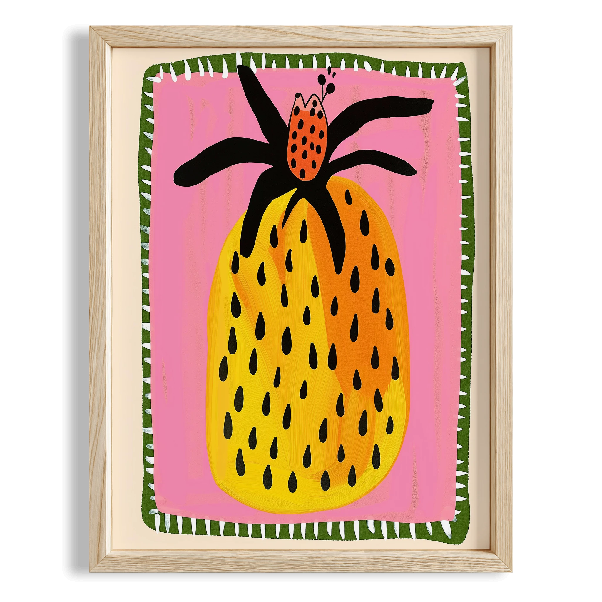 Ananas Güzeli - Eklektik Tarzda Kız Çocuk Odası Dekorasyonu Ahşap Çerçeveli Duvar Tablosu