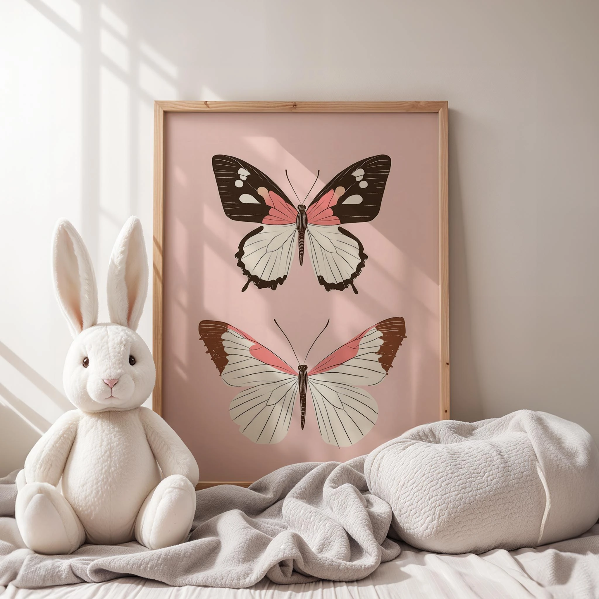 Kelebekler - Pembe Fon