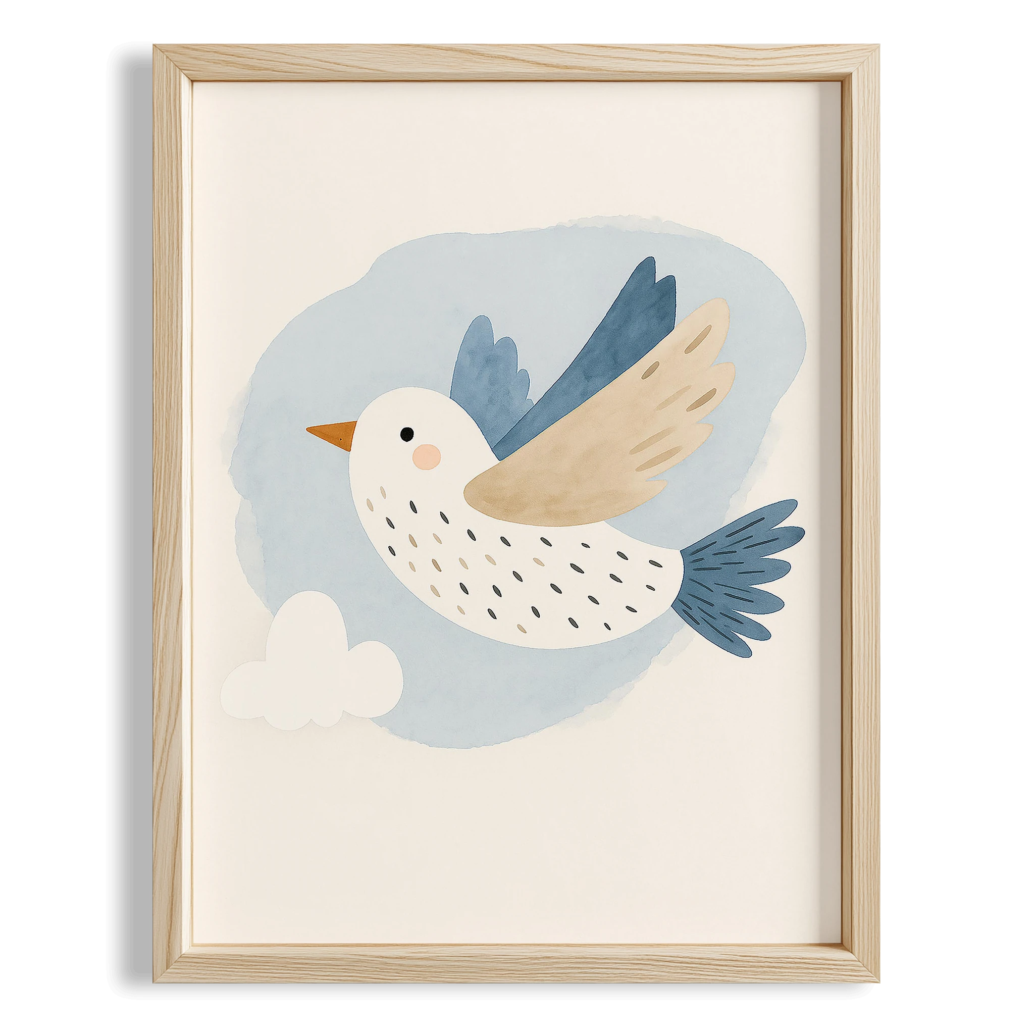 Sevimli Güvercin Hayvan Temalı Erkek Çocuk Odası Ahşap Tablo