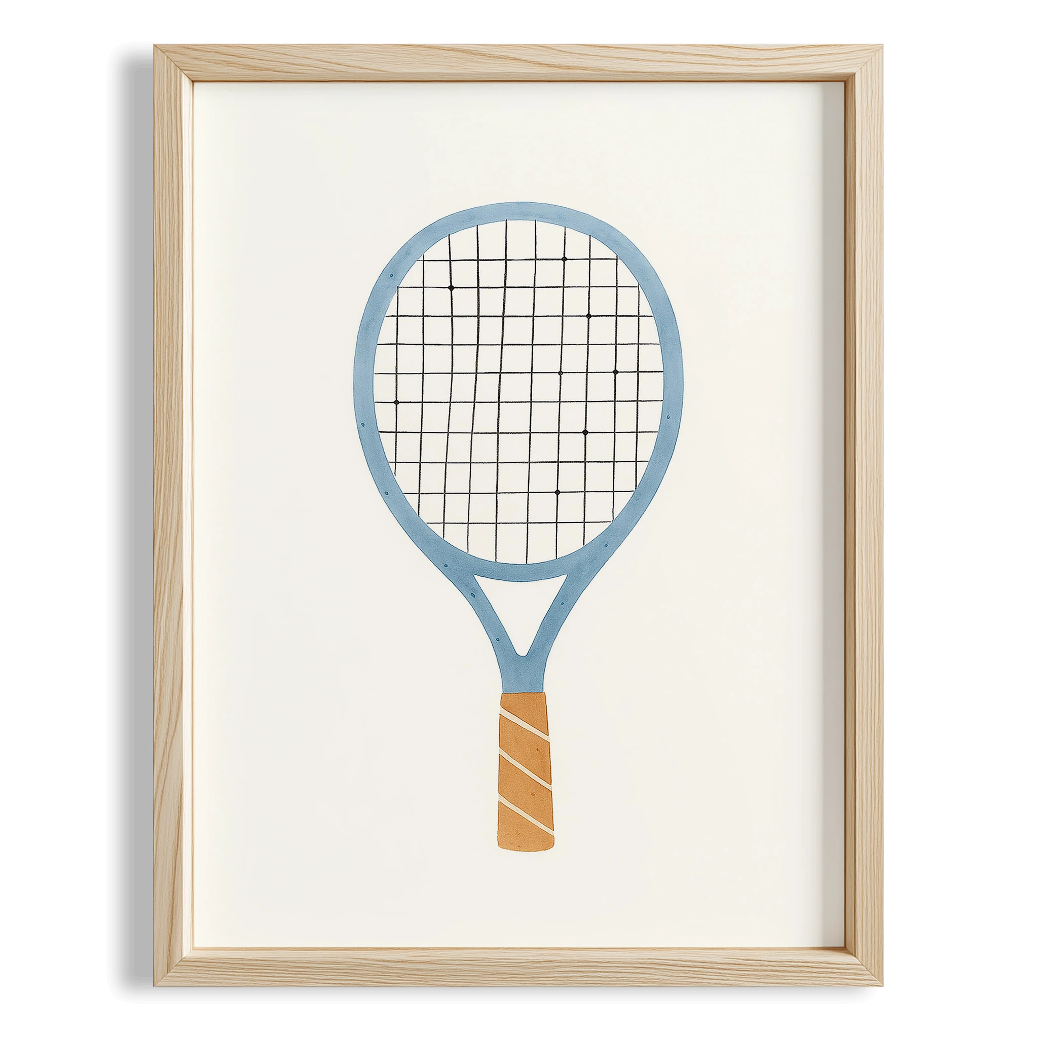 Mavi Tenis Raketi Çocuk Odası Ahşap Tablo