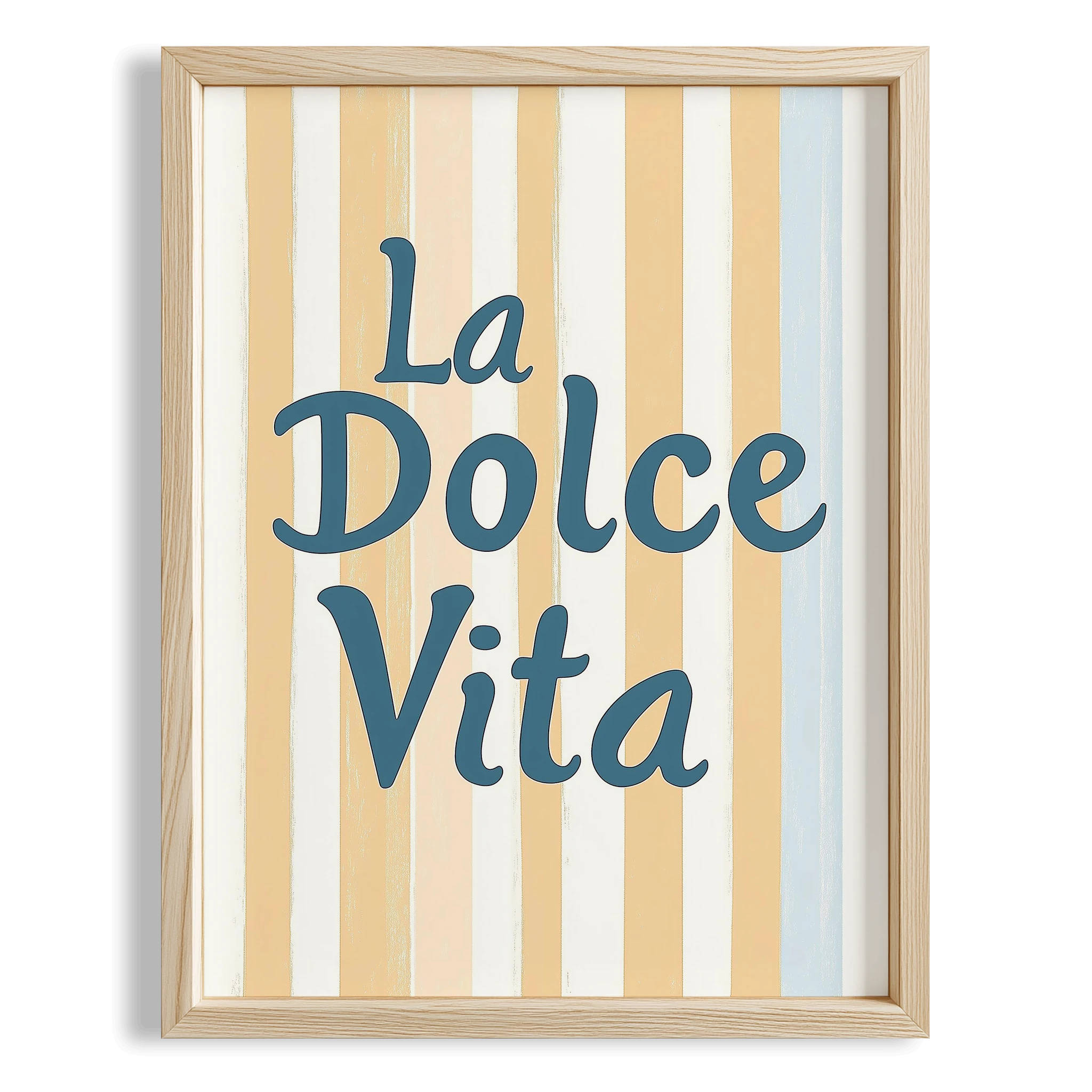 La Dolce Vita Çizgili İtalyanca Tipografi Mutfak Duvar Tablosu II