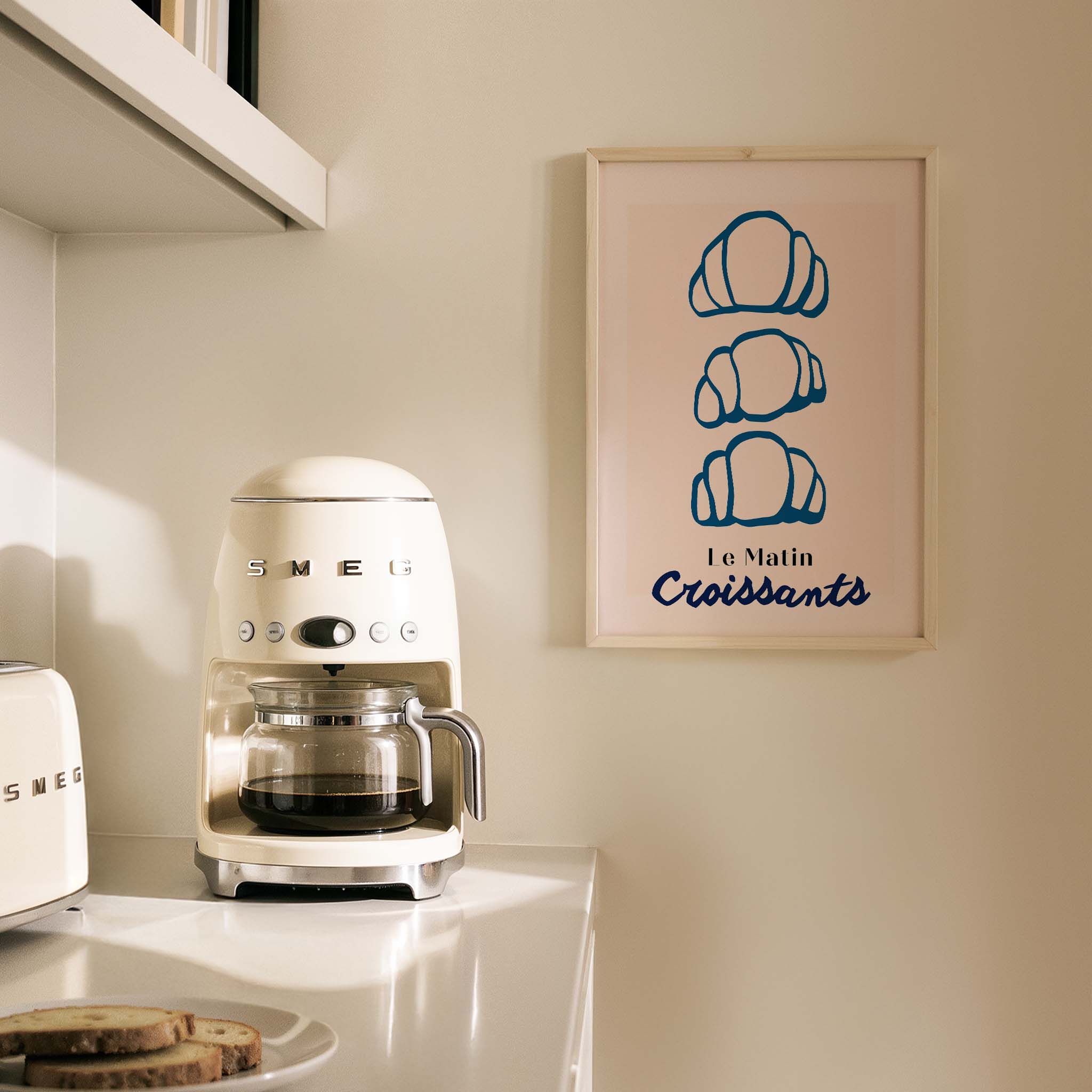 Le Matin Croissants Fransız Kahvaltı Kültürü Mutfak Duvar Tablosu