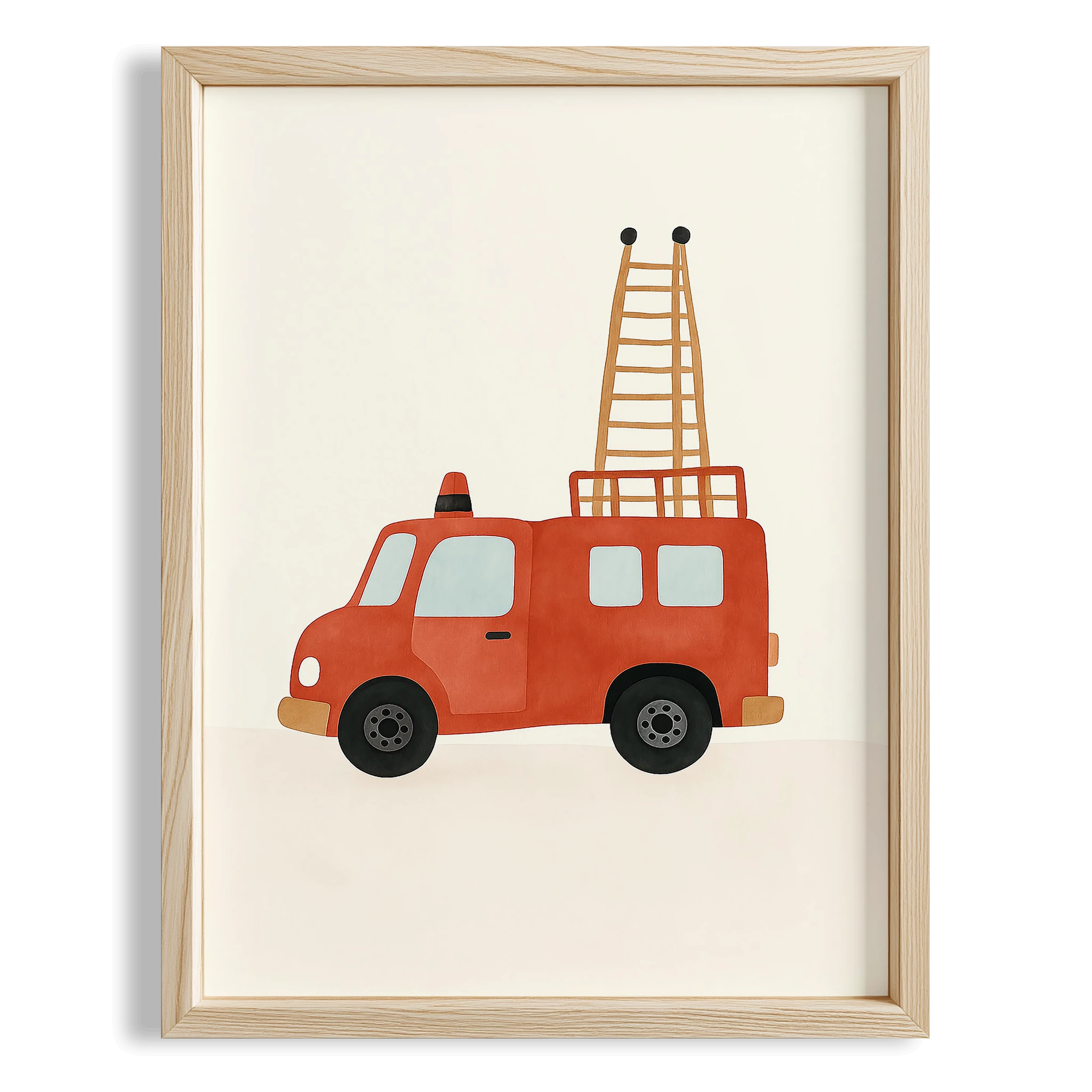İtfaiye Arabası Minimalist Erkek Çocuk Odası Ahşap Tablo