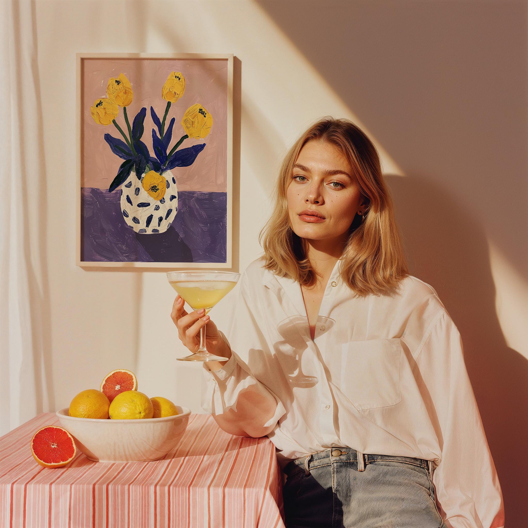 Vazoda Sarı Zambaklar - Duvar Tablosu