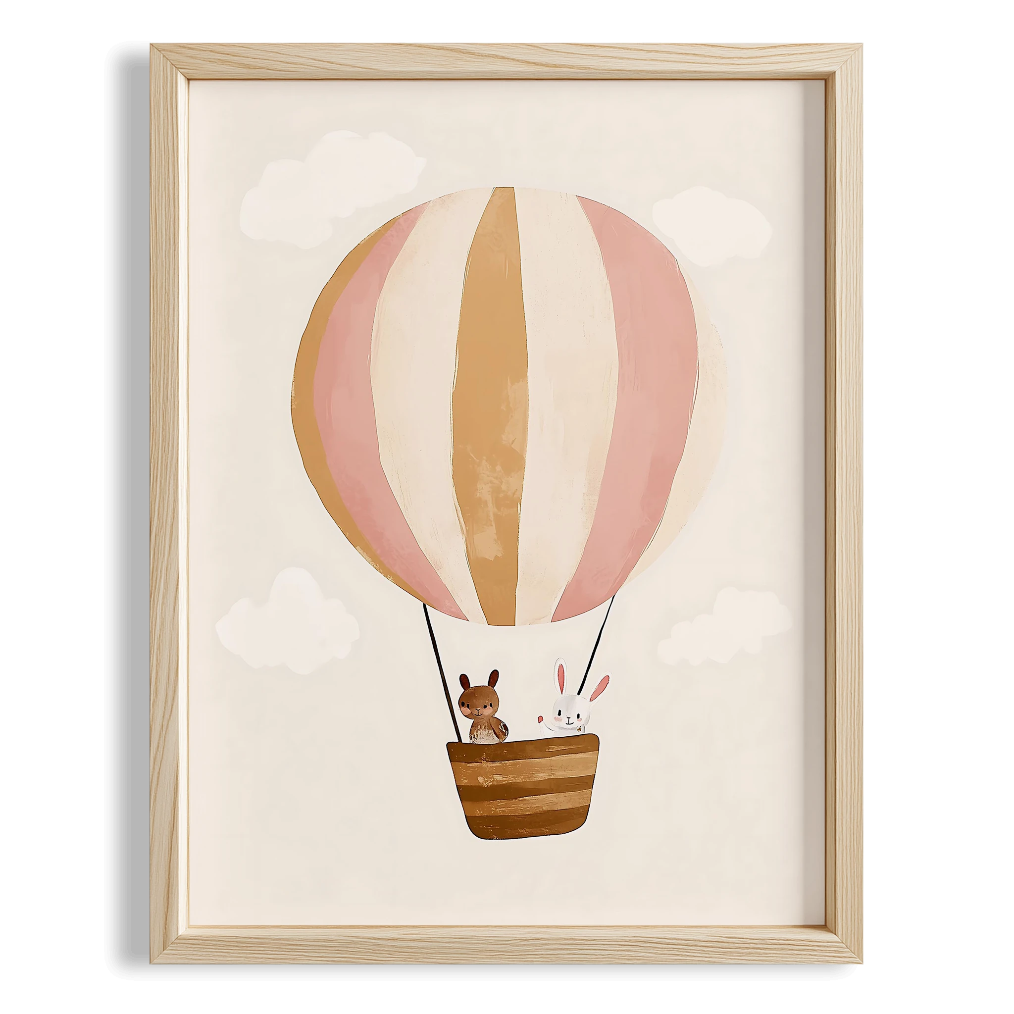 Pembe Balon Bohem Kız Çocuk Odası Ahşap Tablo