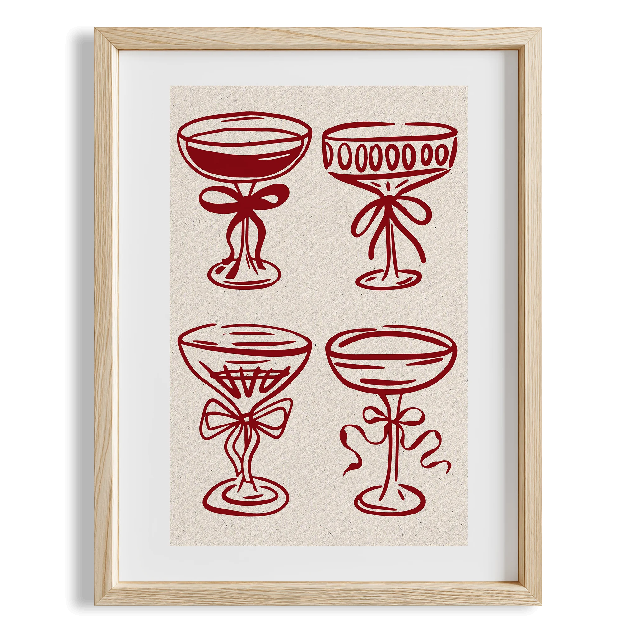 Şarap Kadehleri İllüstrasyon Mutfak Duvar Tablosu II