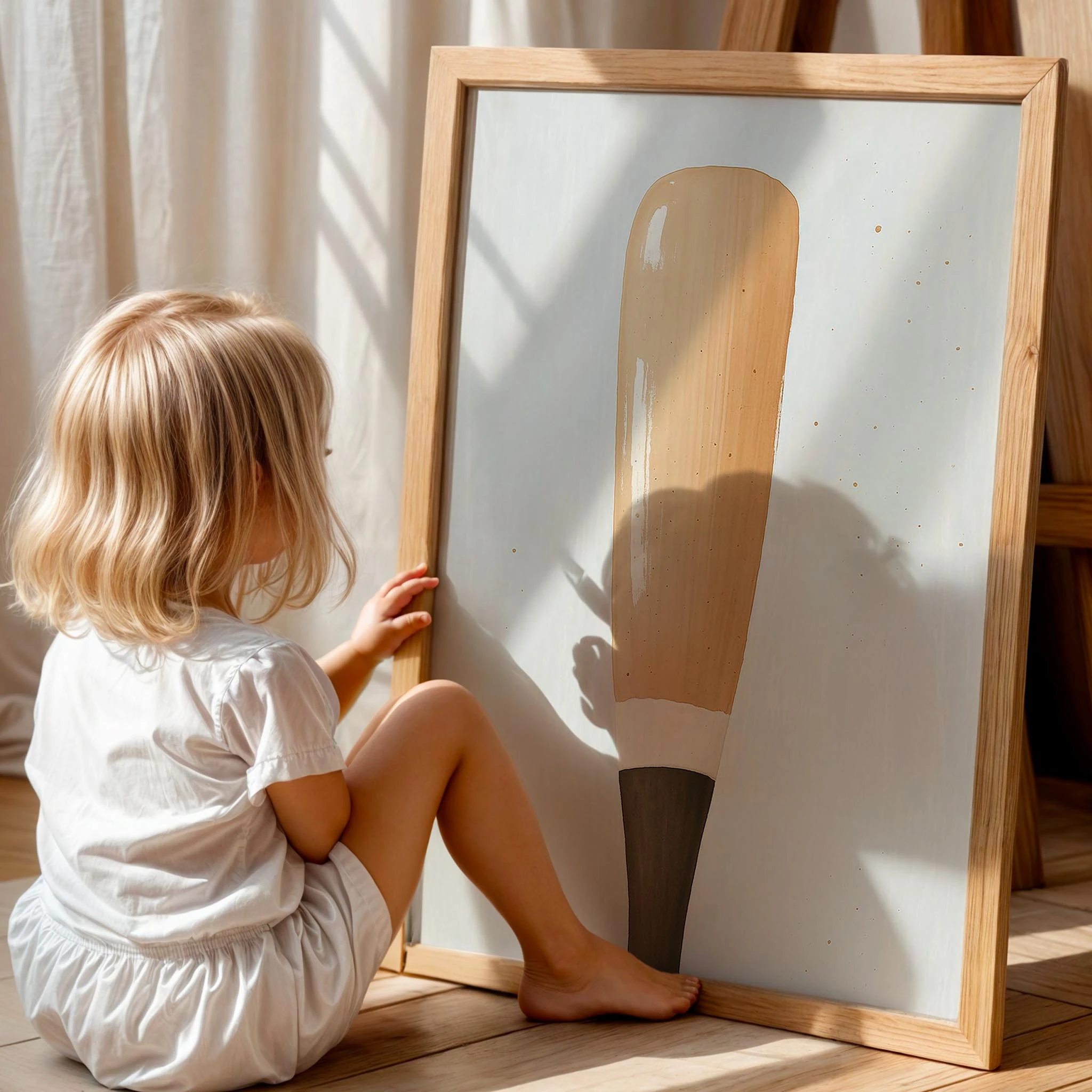 Beyzbol Sopası Mavi Fon Spor Temalı Erkek Çocuk Odası Ahşap Tablo