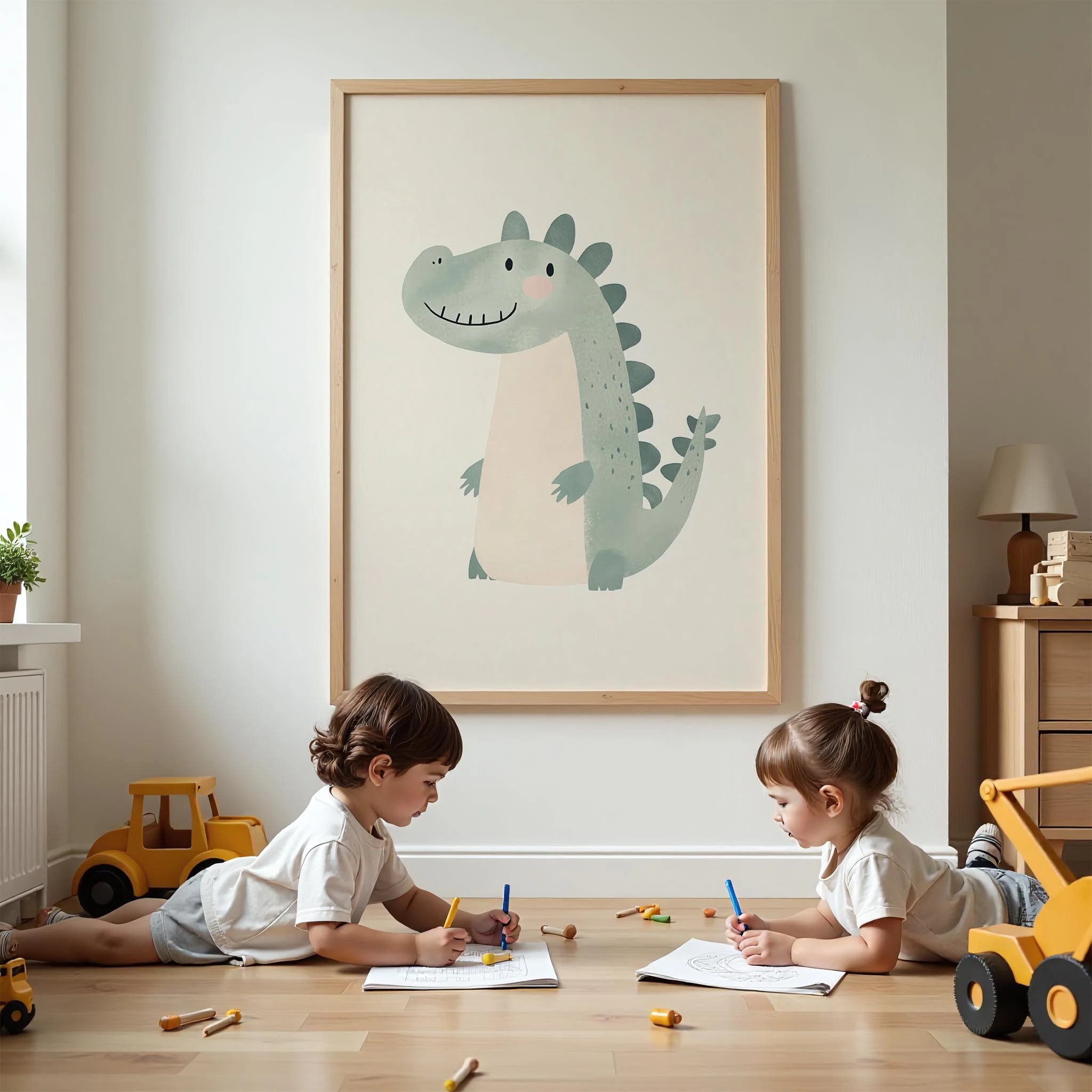 Sevimli Dinozor - Beyaz Fon