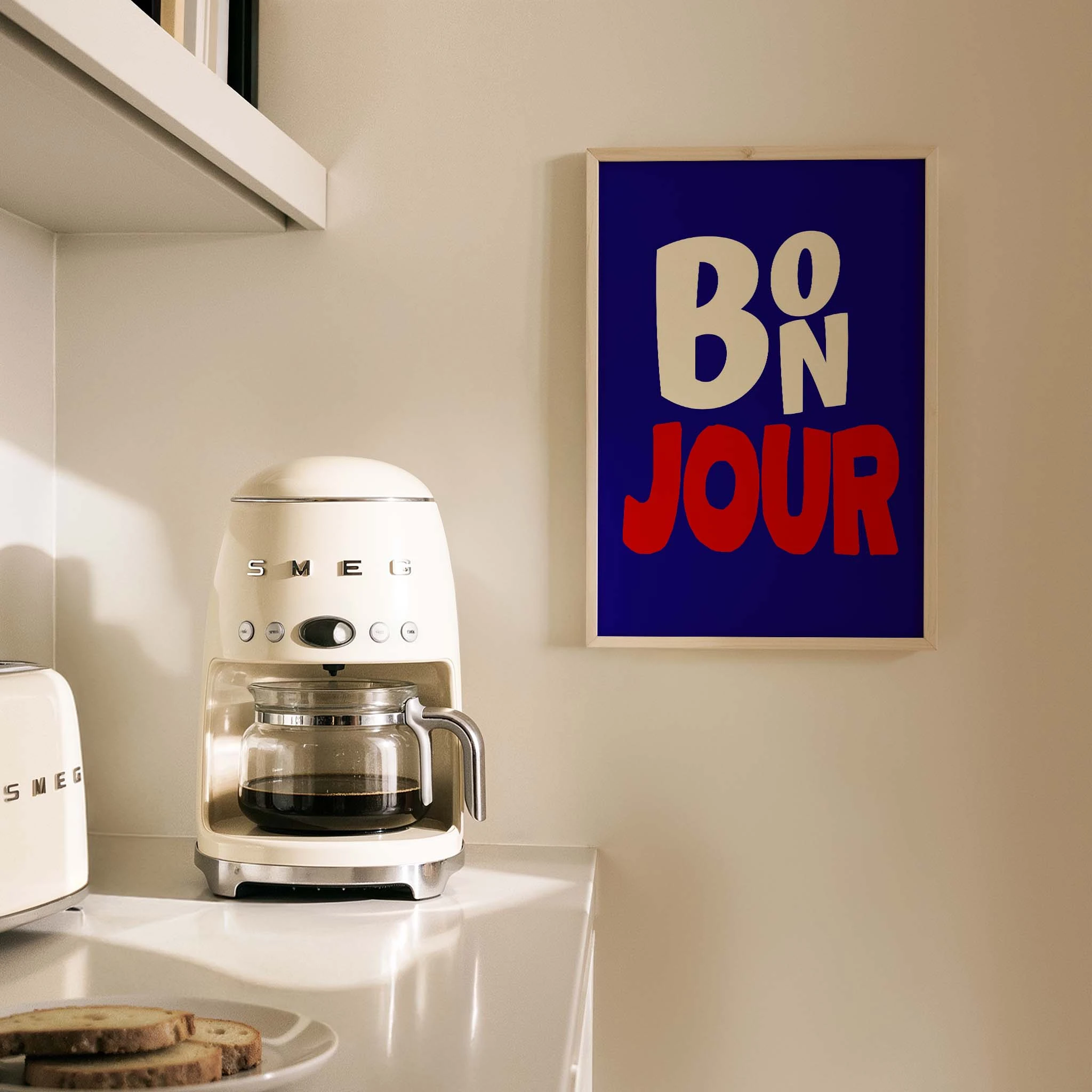 Bonjour Tipografi Mutfak Duvar Tablosu