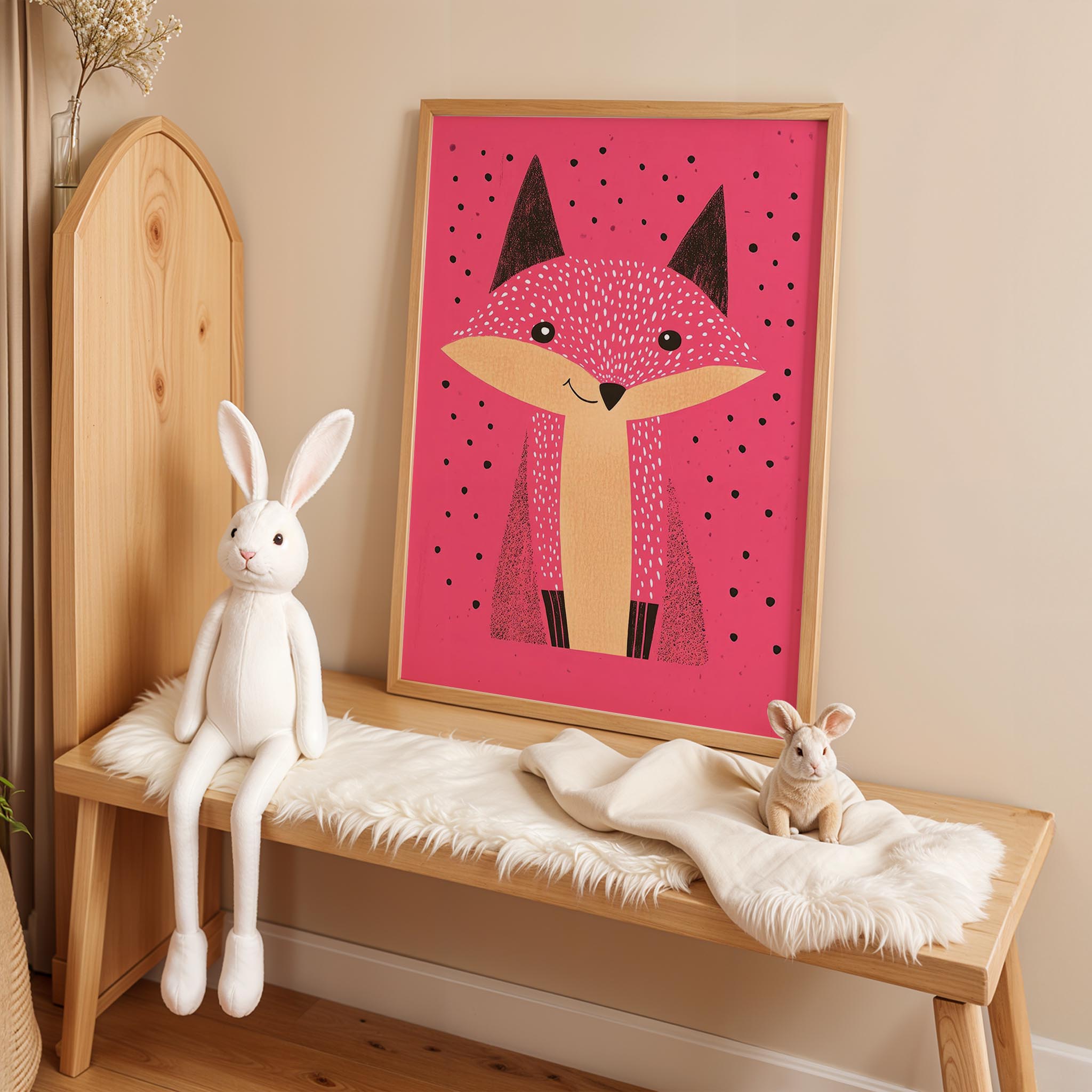 Sevimli Tilki - Fuşya Fon