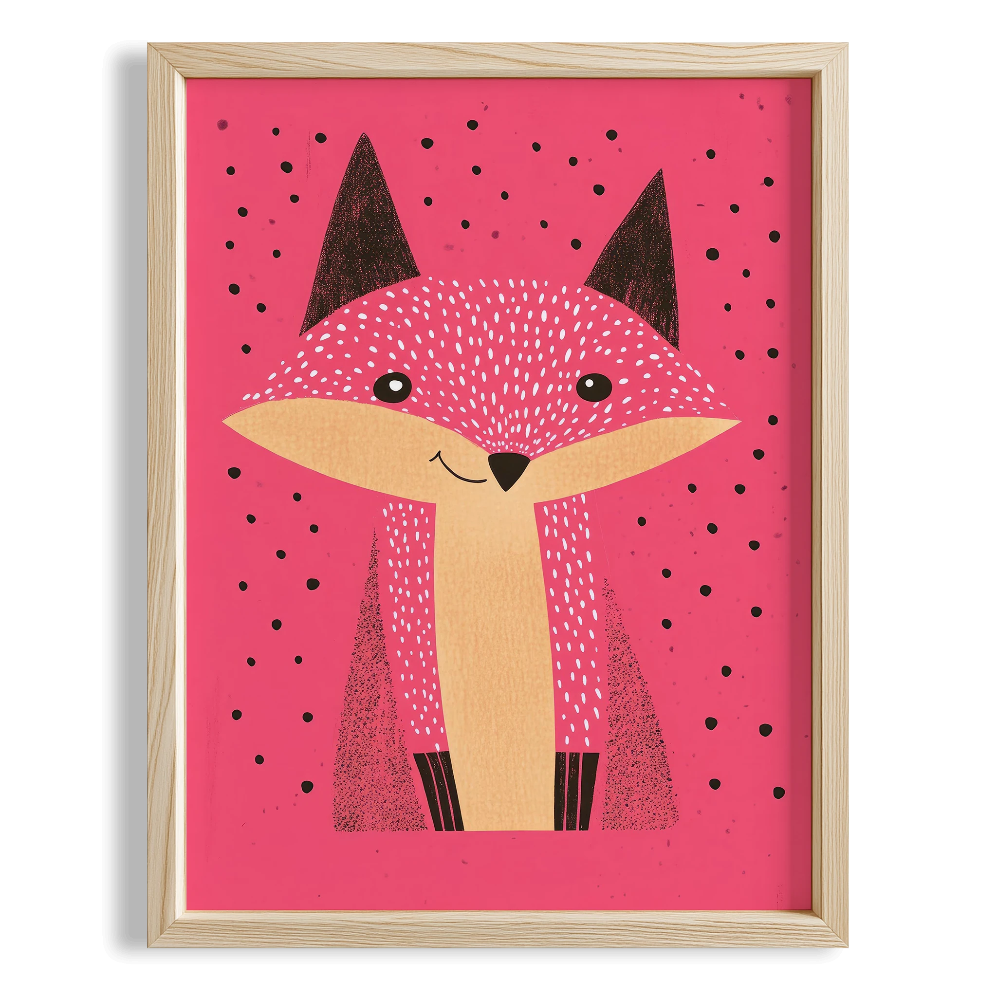 Sevimli Tilki - Fuşya Fon