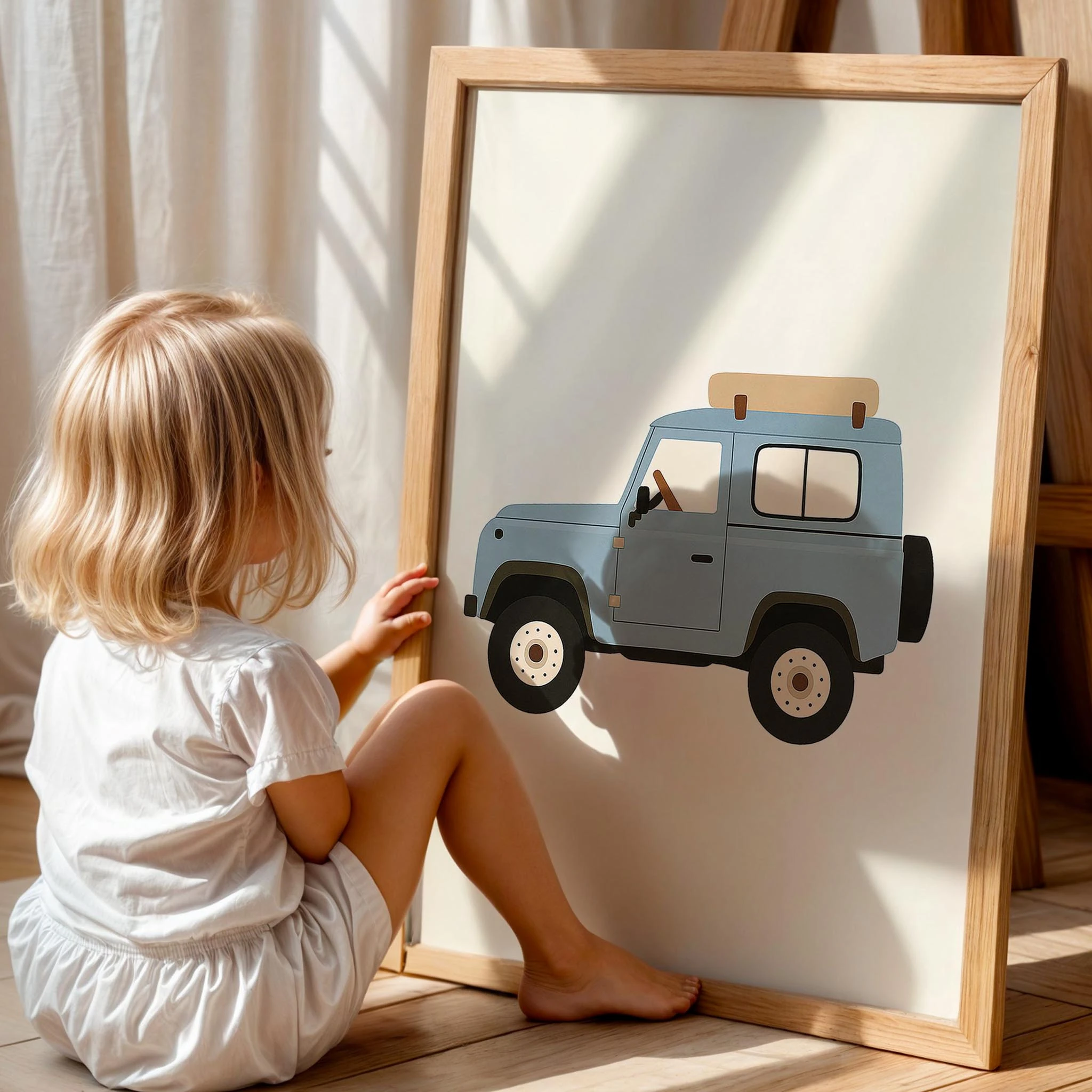 Jeep Araba Temalı Çocuk Odası Ahşap Tablo