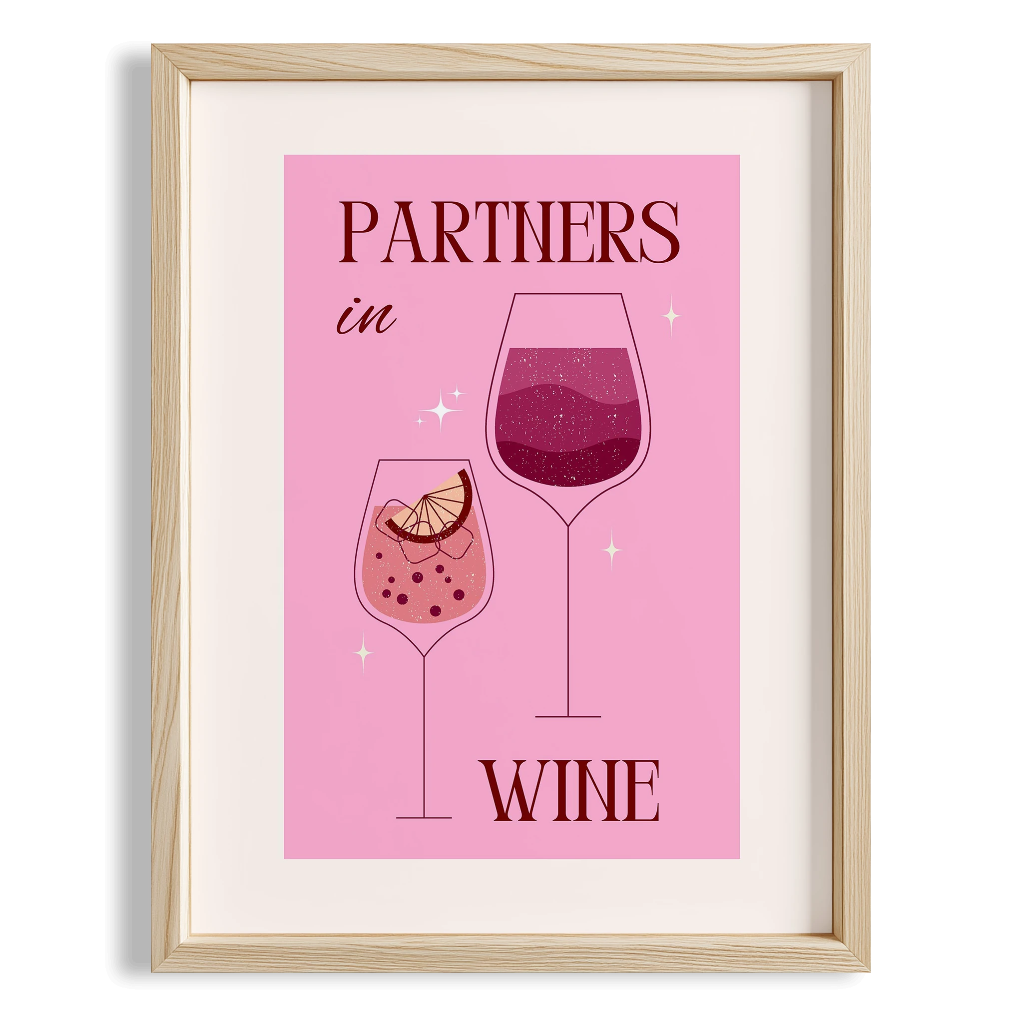 Wine Şarap Pembe Tipografi Mutfak Duvar Tablosu