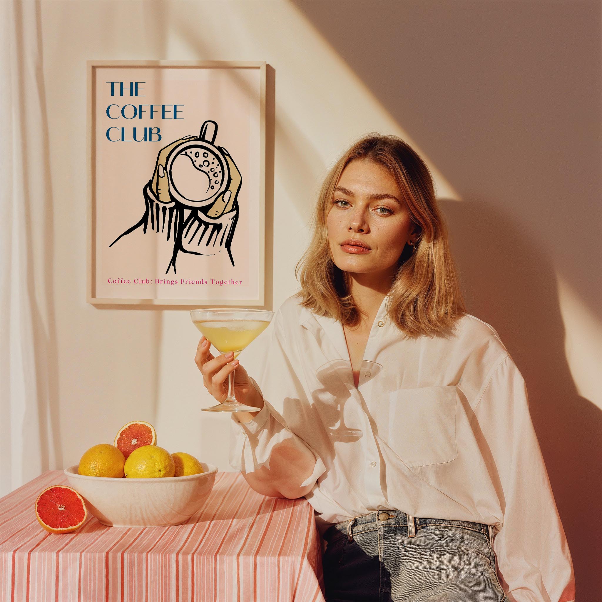 Kahve Kulübü Tipografi Mutfak Duvar Tablosu