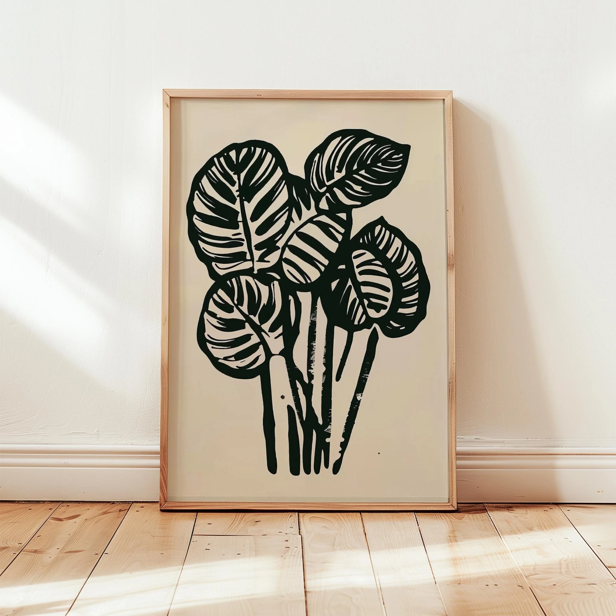Tropik Yapraklar I - Siyah Bej