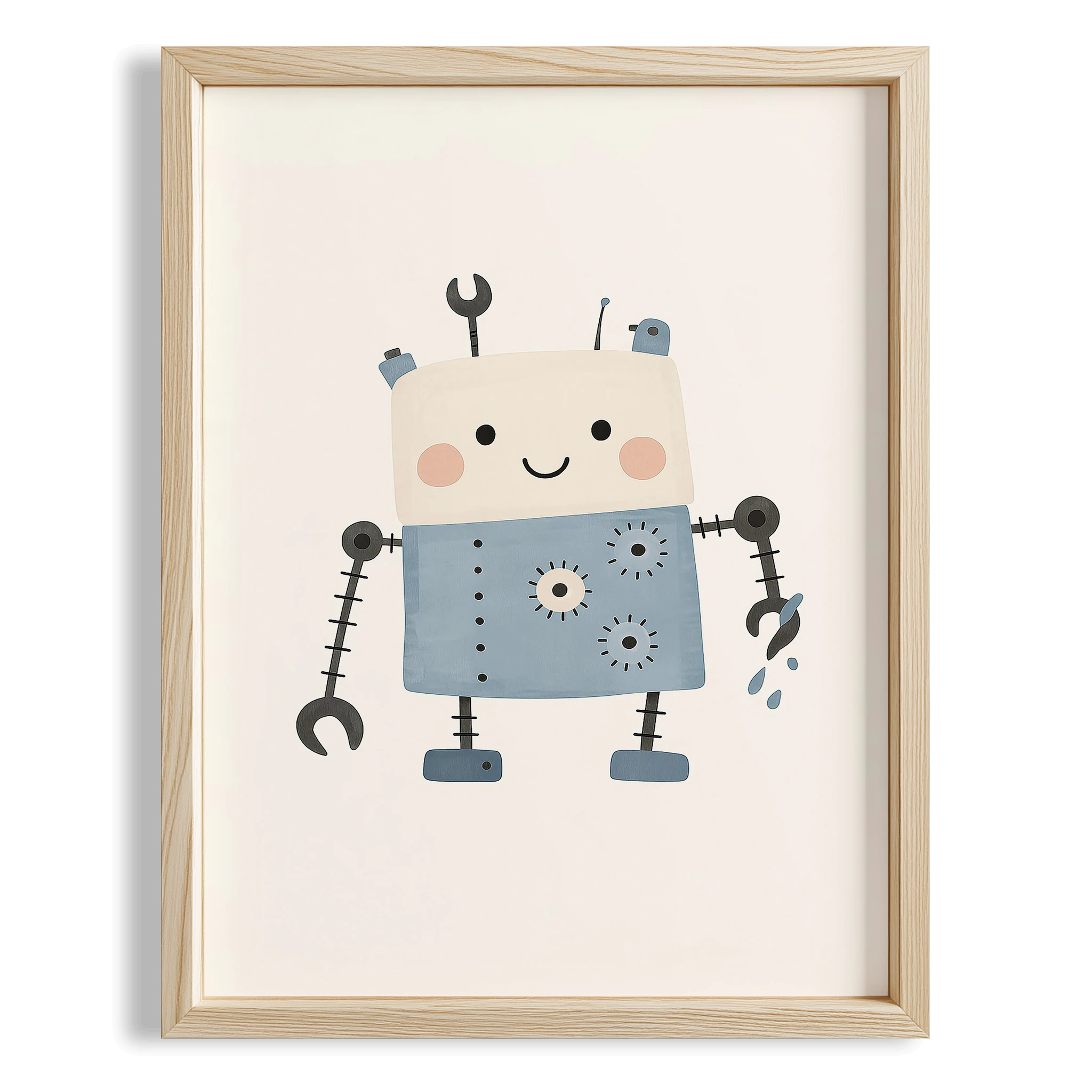Mavi Android Robot Minimalist Çocuk Odası Ahşap Tablo