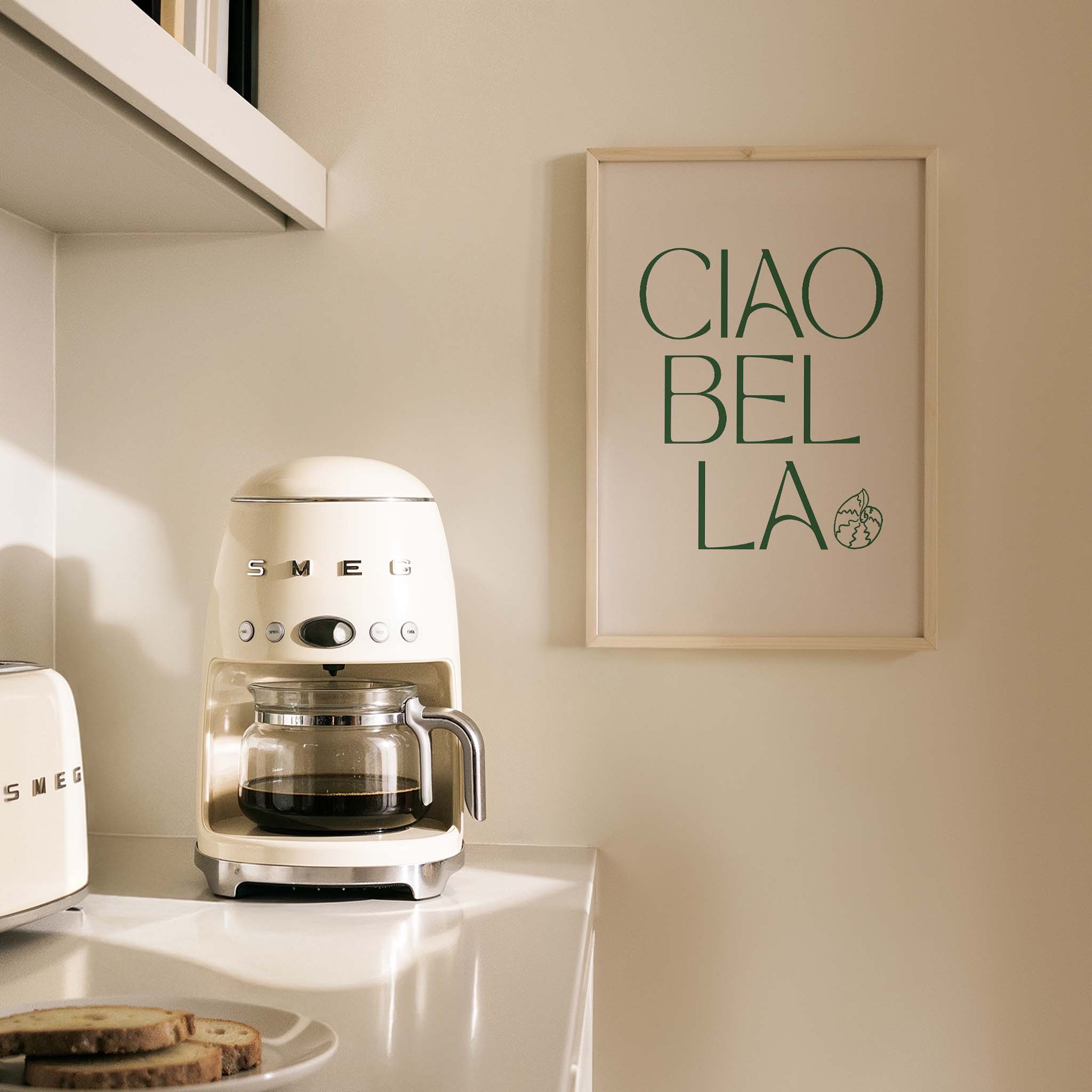 Ciao Bella İtalyanca Tipografi Mutfak Duvar Tablosu