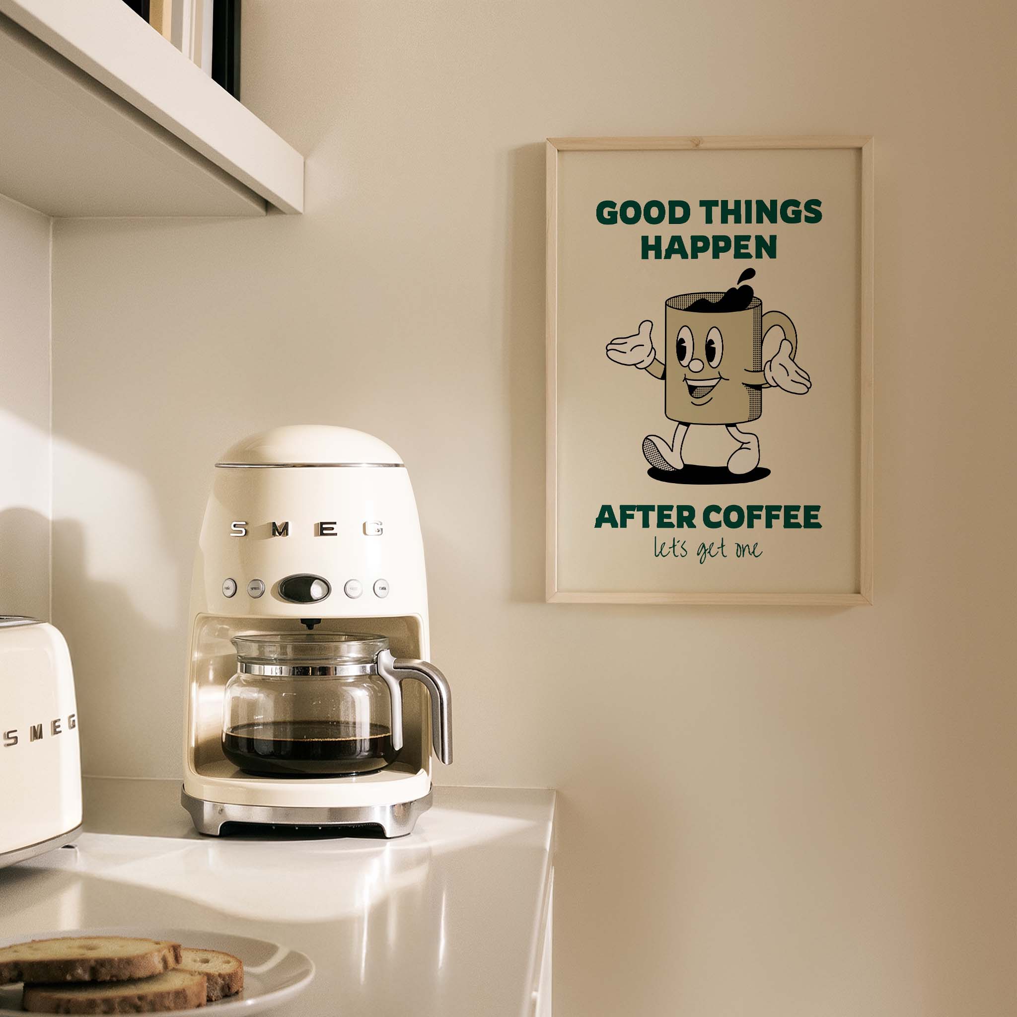 Good Things Happen After Coffee Tipografi Mutfak Duvar Tablosu
