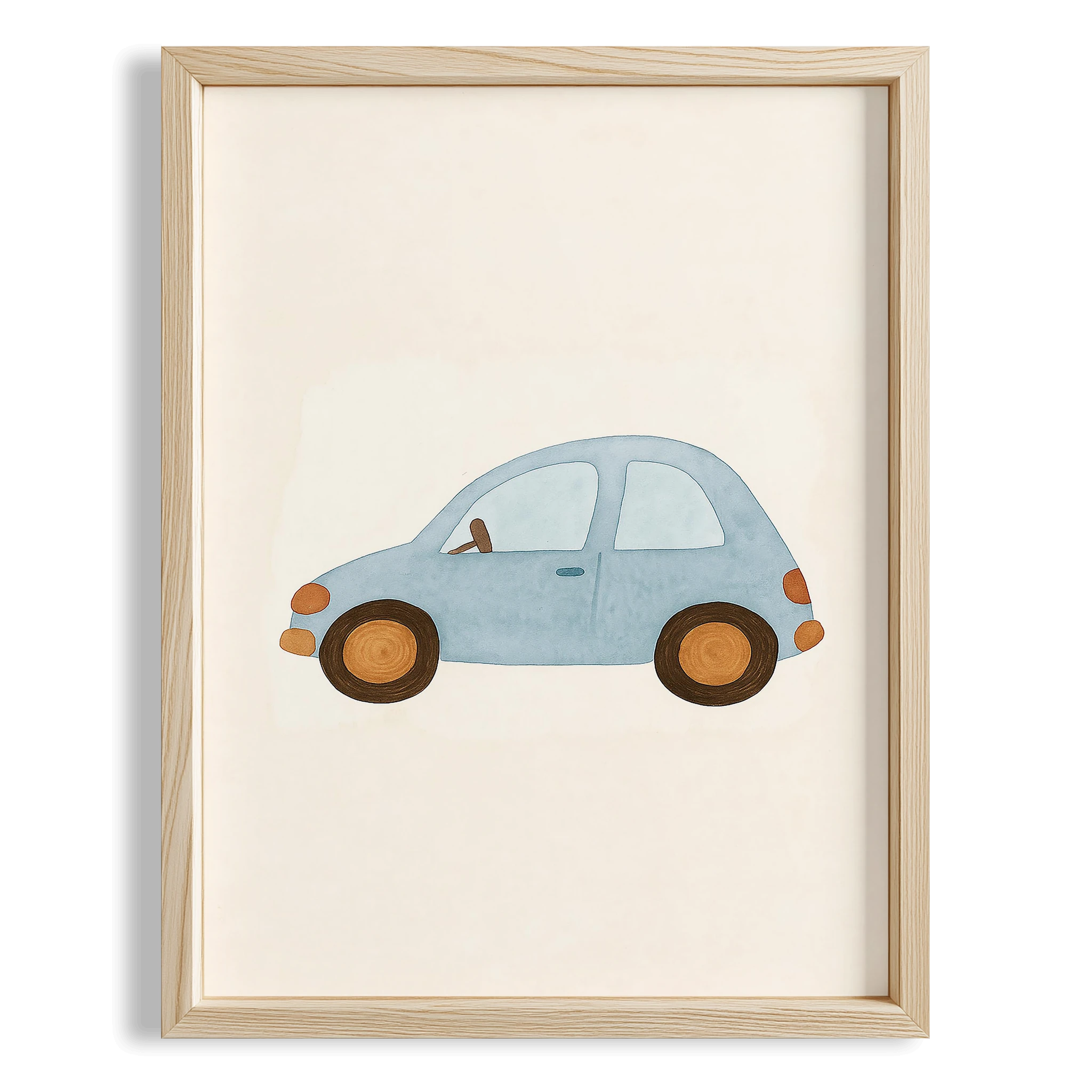 Minimalist Mavi Araba Çocuk Odası Ahşap Tablo