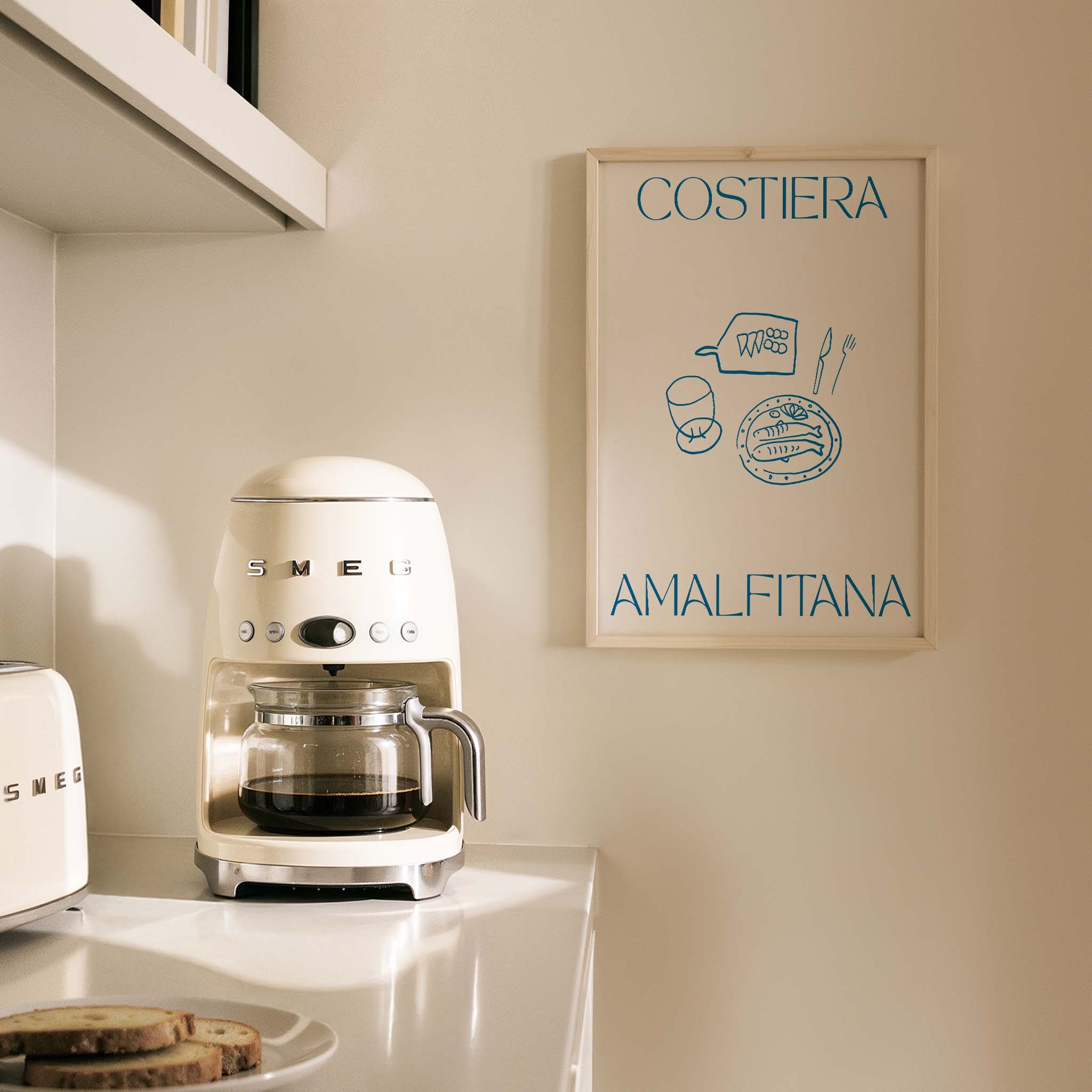 Costiera Amalfitana Sofra İtalyanca Tipografi Mutfak Duvar Tablosu