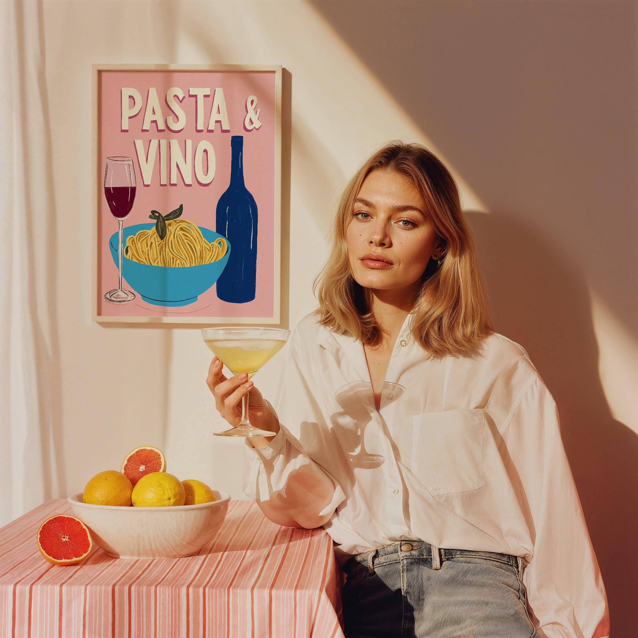 Pasta & Vino İtalyanca Tipografi Mutfak Duvar Tablosu