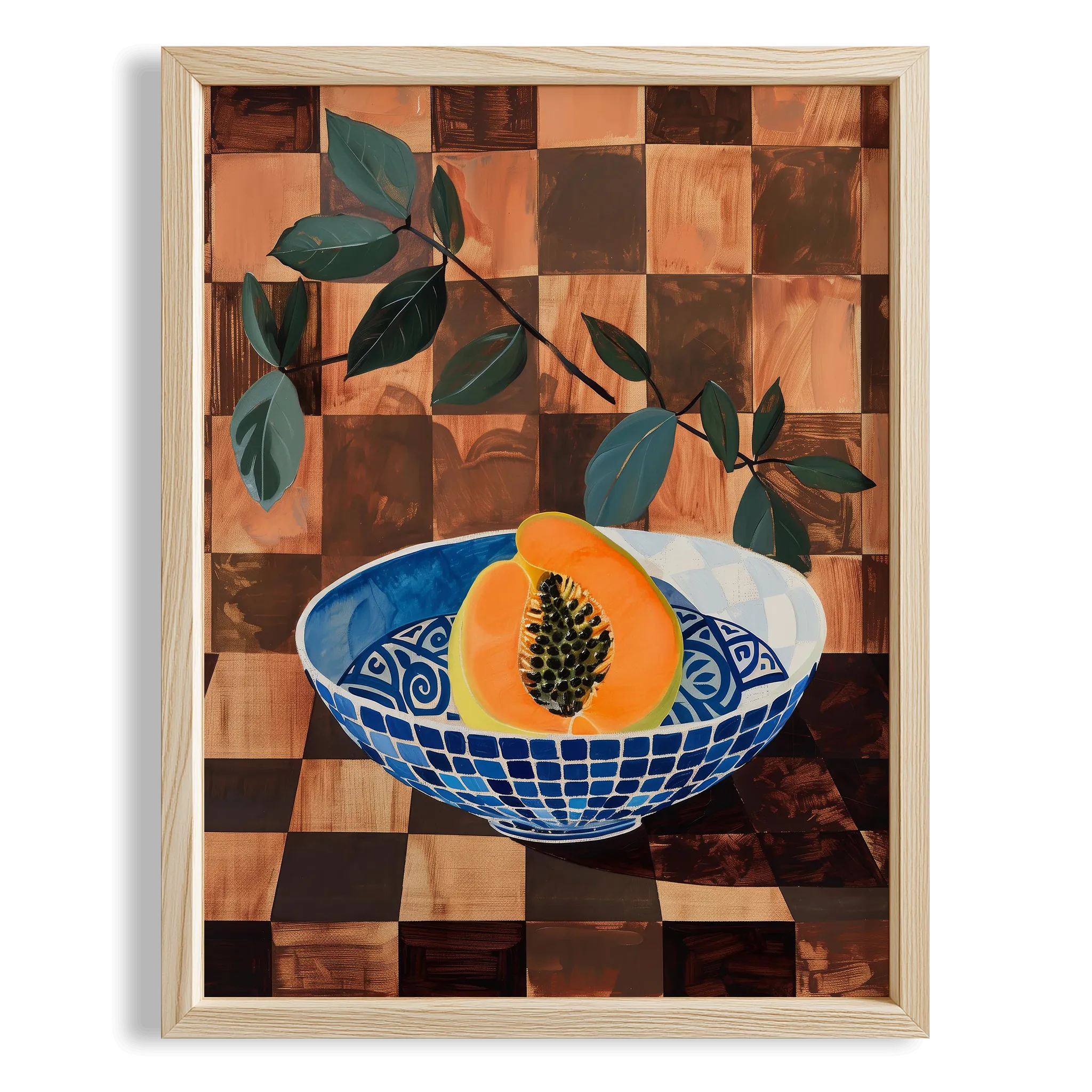 Papaya ve Seramik Kase Akdeniz Koleksiyonu Mutfak Duvar Tablosu